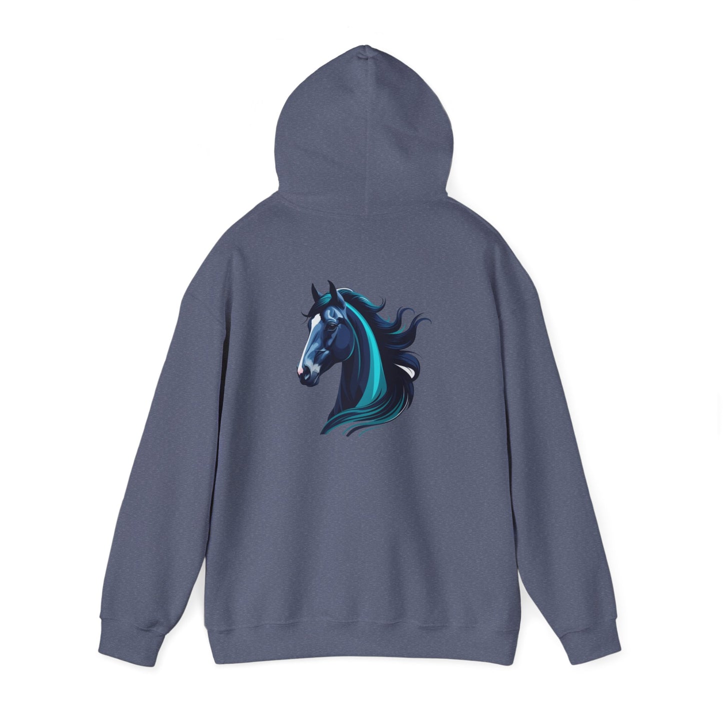 Blue Horse Hooded Sweatshirt, Unisex Heavy Blend Hoodie