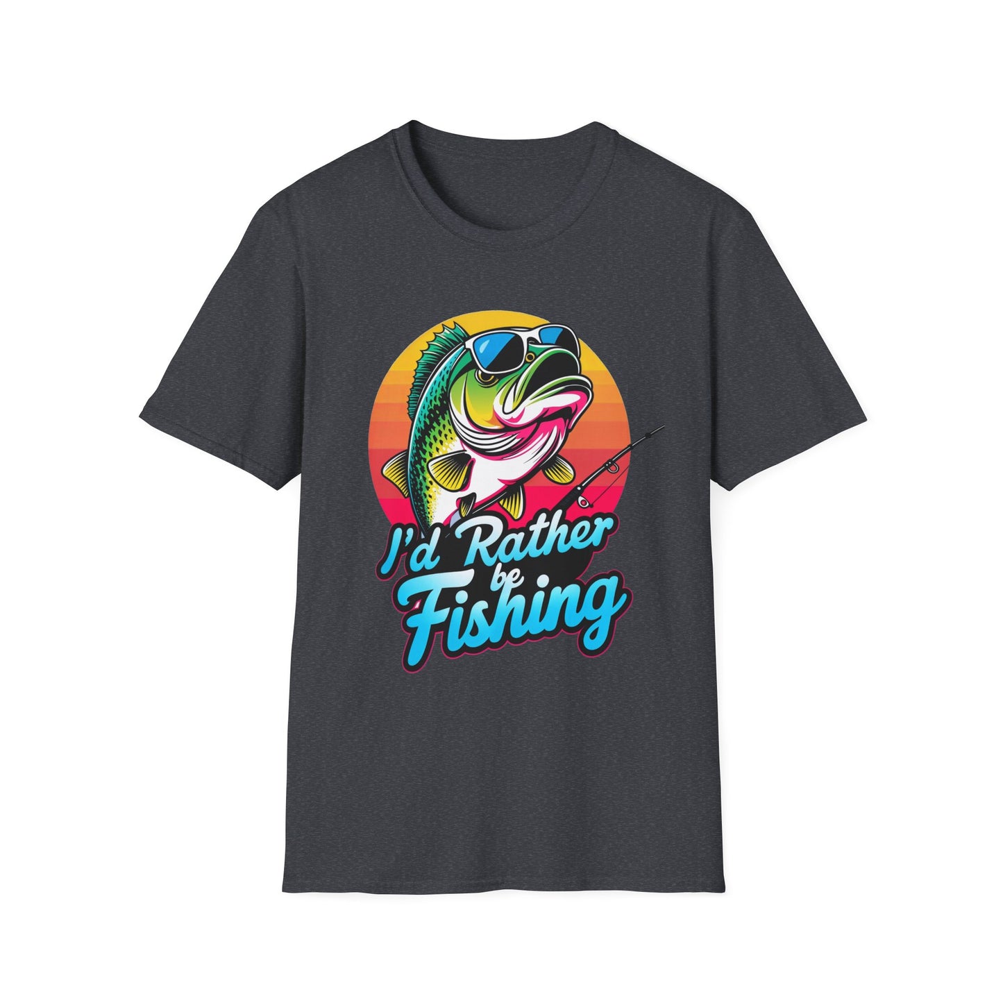 T-Shirt " Id Rather Be Fishing", Funny fishing shirt with Bass, father's day gift, great for fishermen