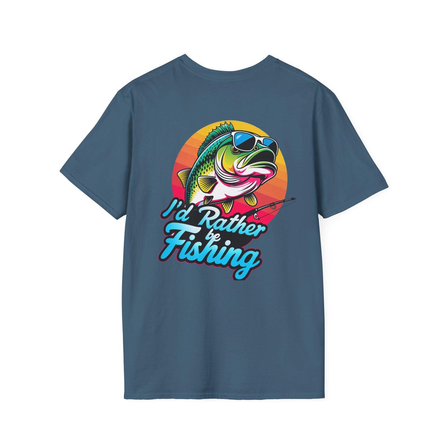 T-Shirt " Id Rather Be Fishing", Funny fishing shirt with Bass, father's day gift, great for fishermen