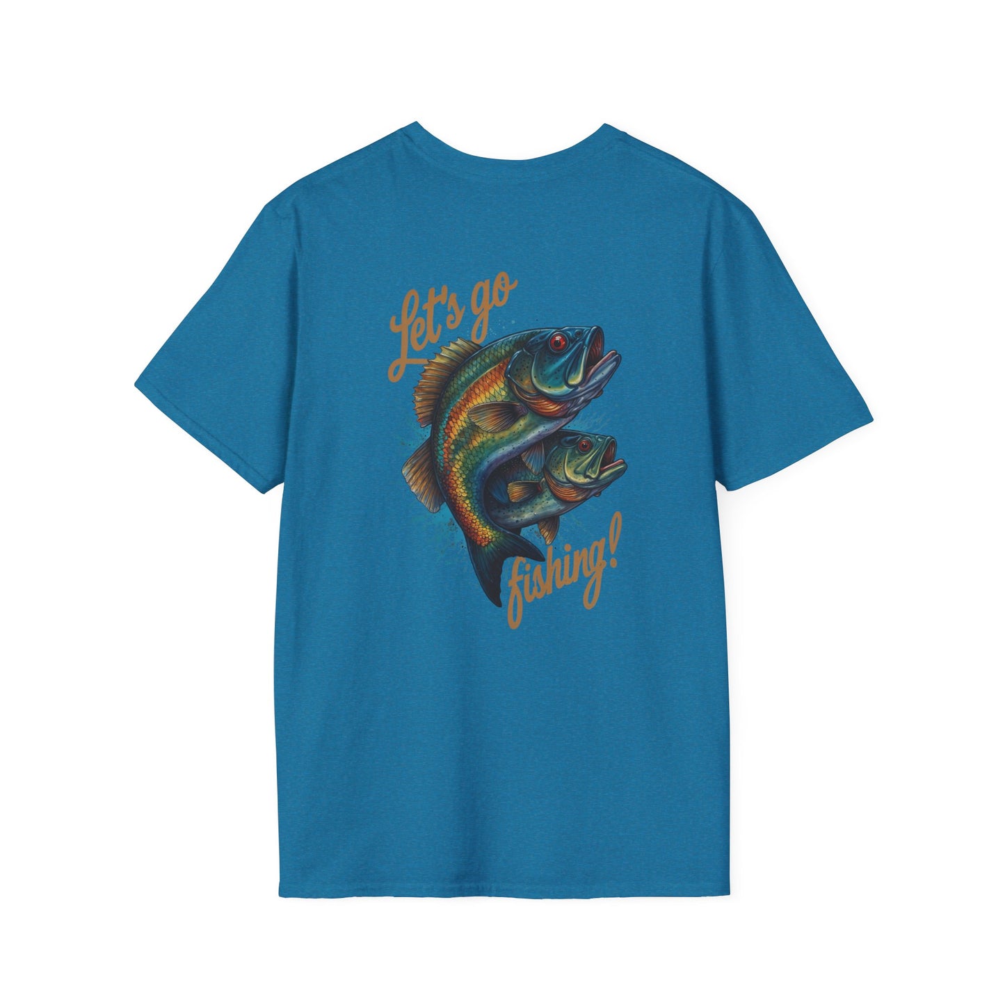 Fishing Unisex T-Shirt with 2 Bass Jumping - Let's Go Fishing Design