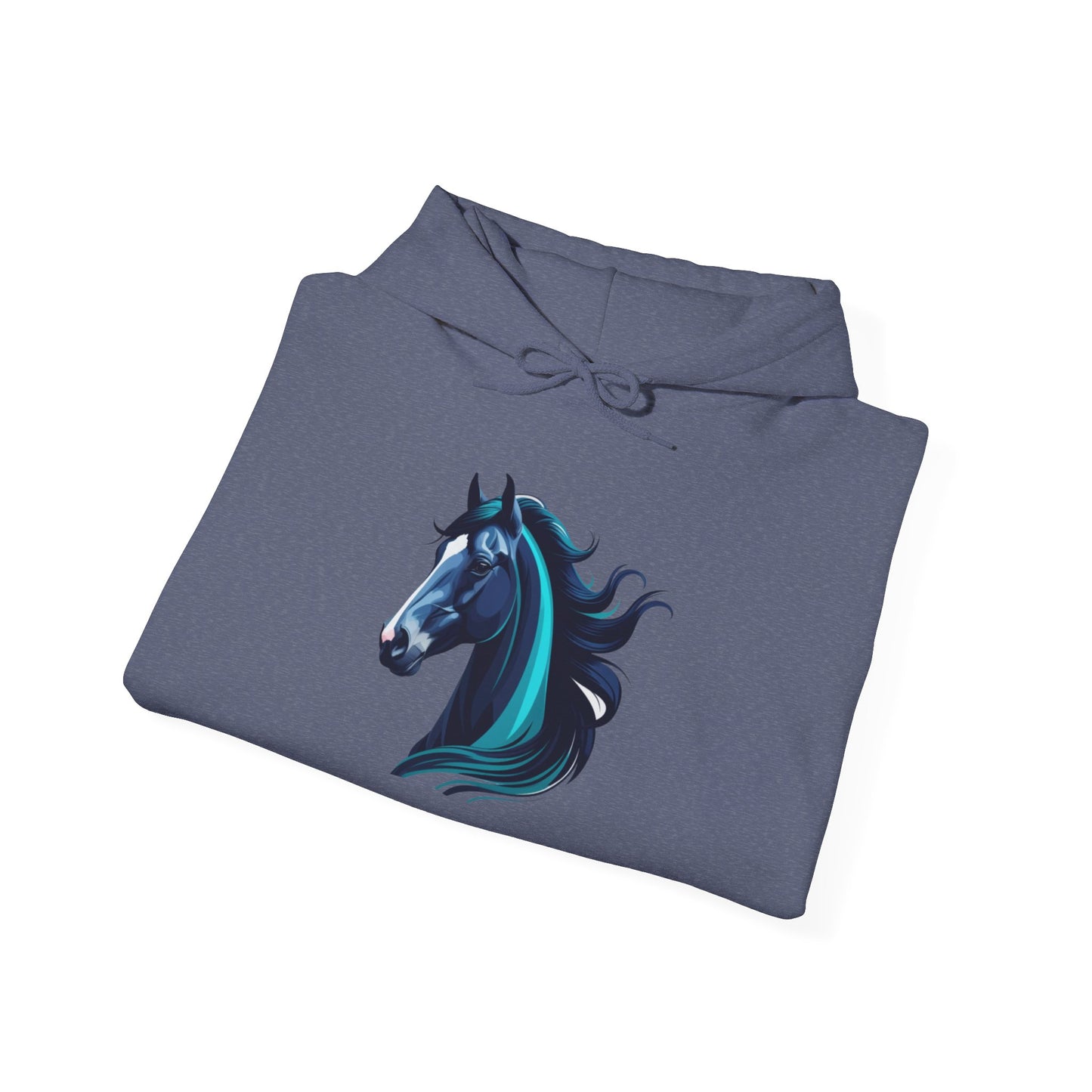 Blue Horse Hooded Sweatshirt, Unisex Heavy Blend Hoodie