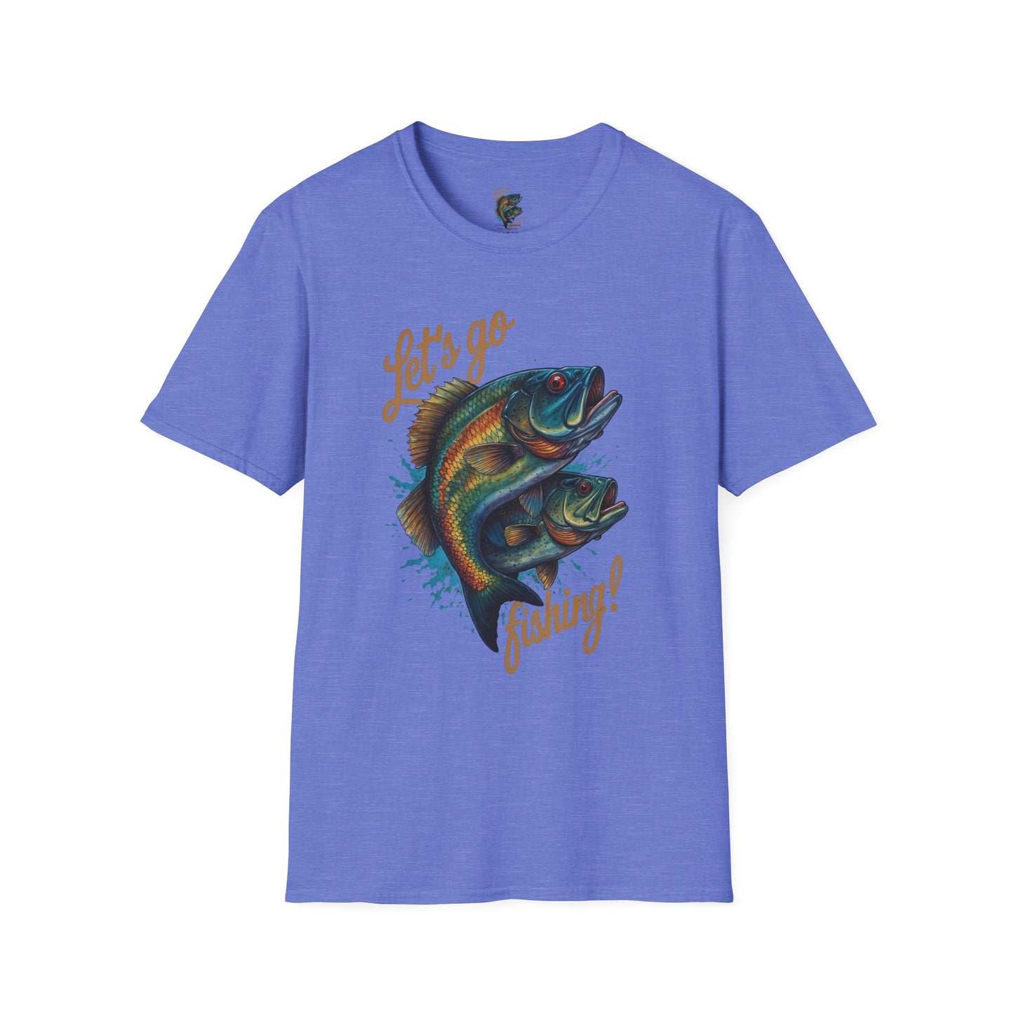 Fishing Unisex T-Shirt with 2 Bass Jumping - Let's Go Fishing Design