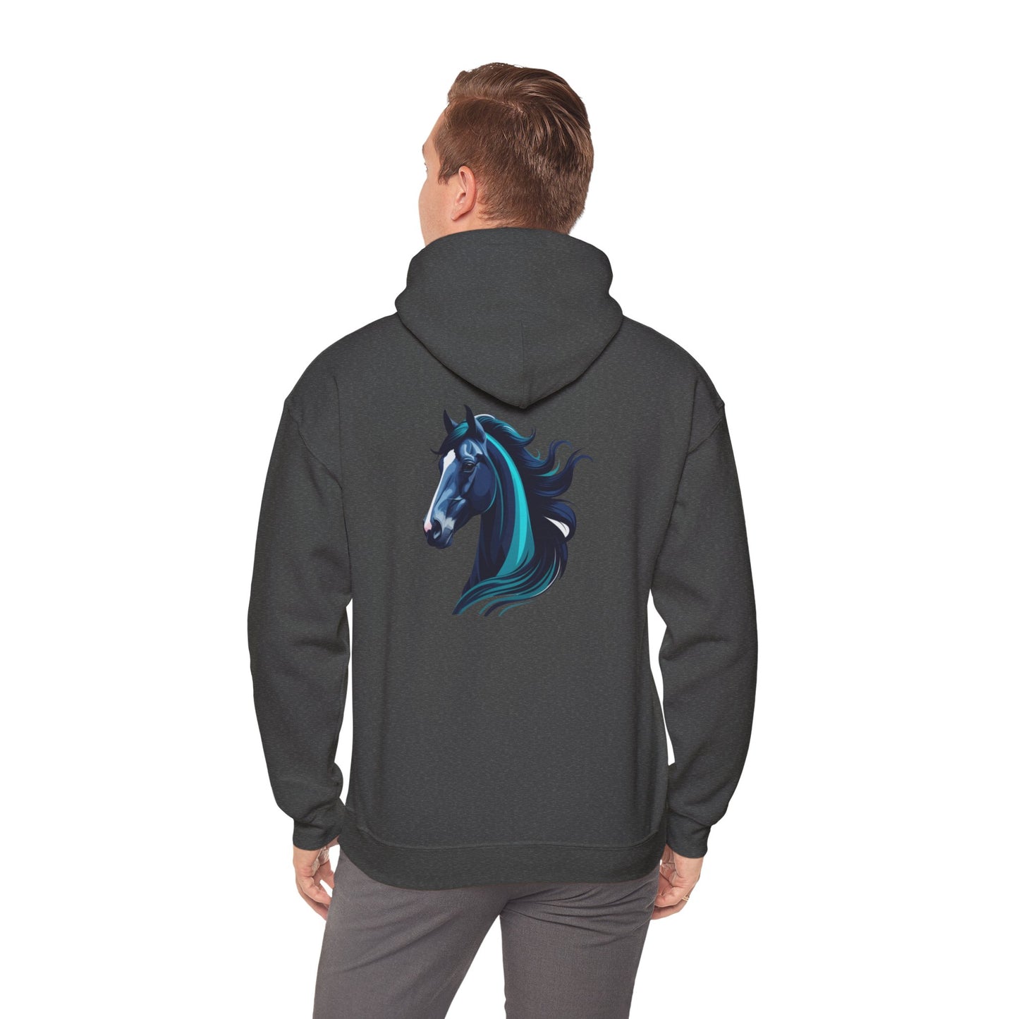 Blue Horse Hooded Sweatshirt, Unisex Heavy Blend Hoodie