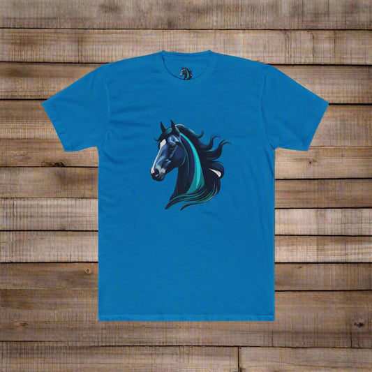 A Majestic Blue Horse Cotton Crew Tee
