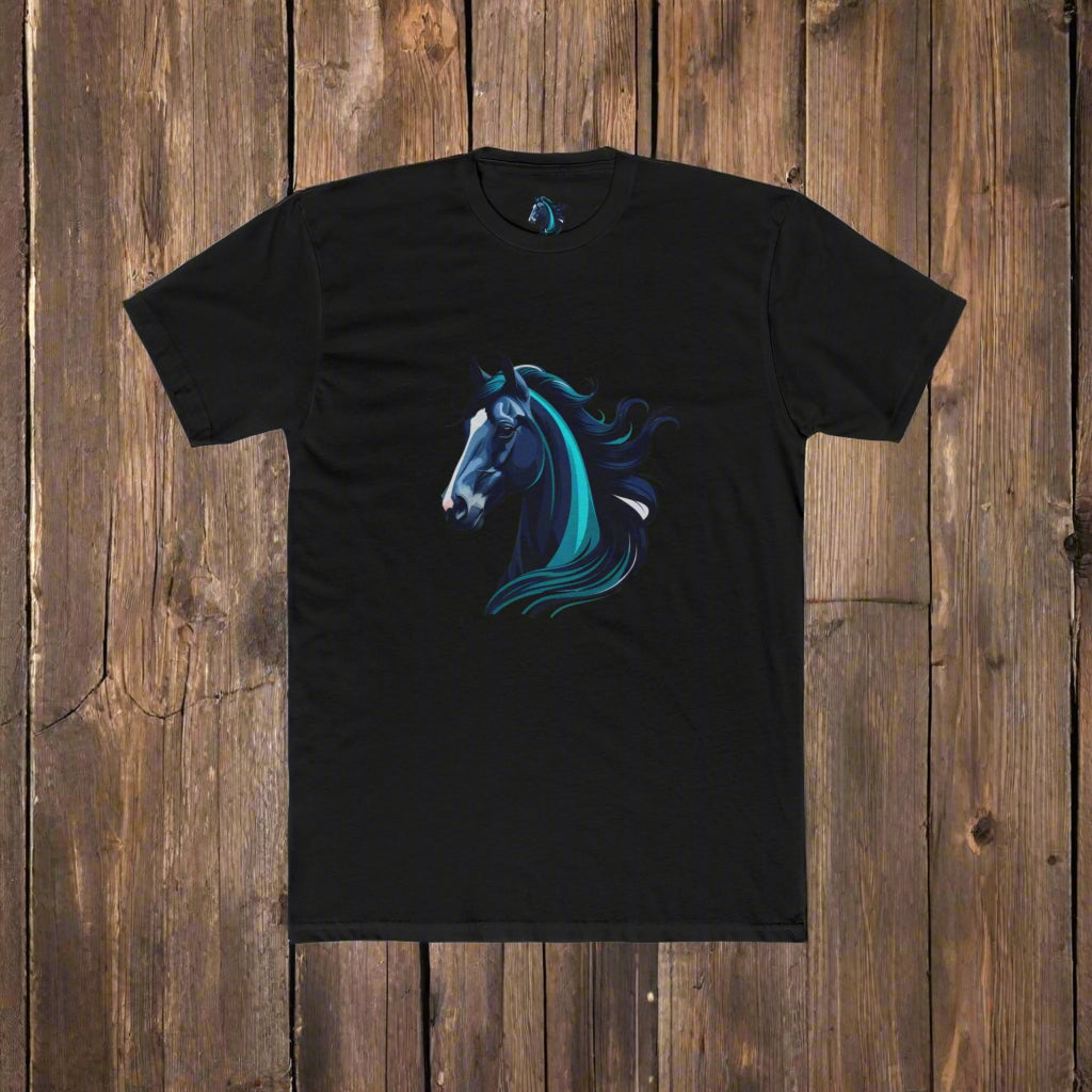 A Majestic Blue Horse Cotton Crew Tee