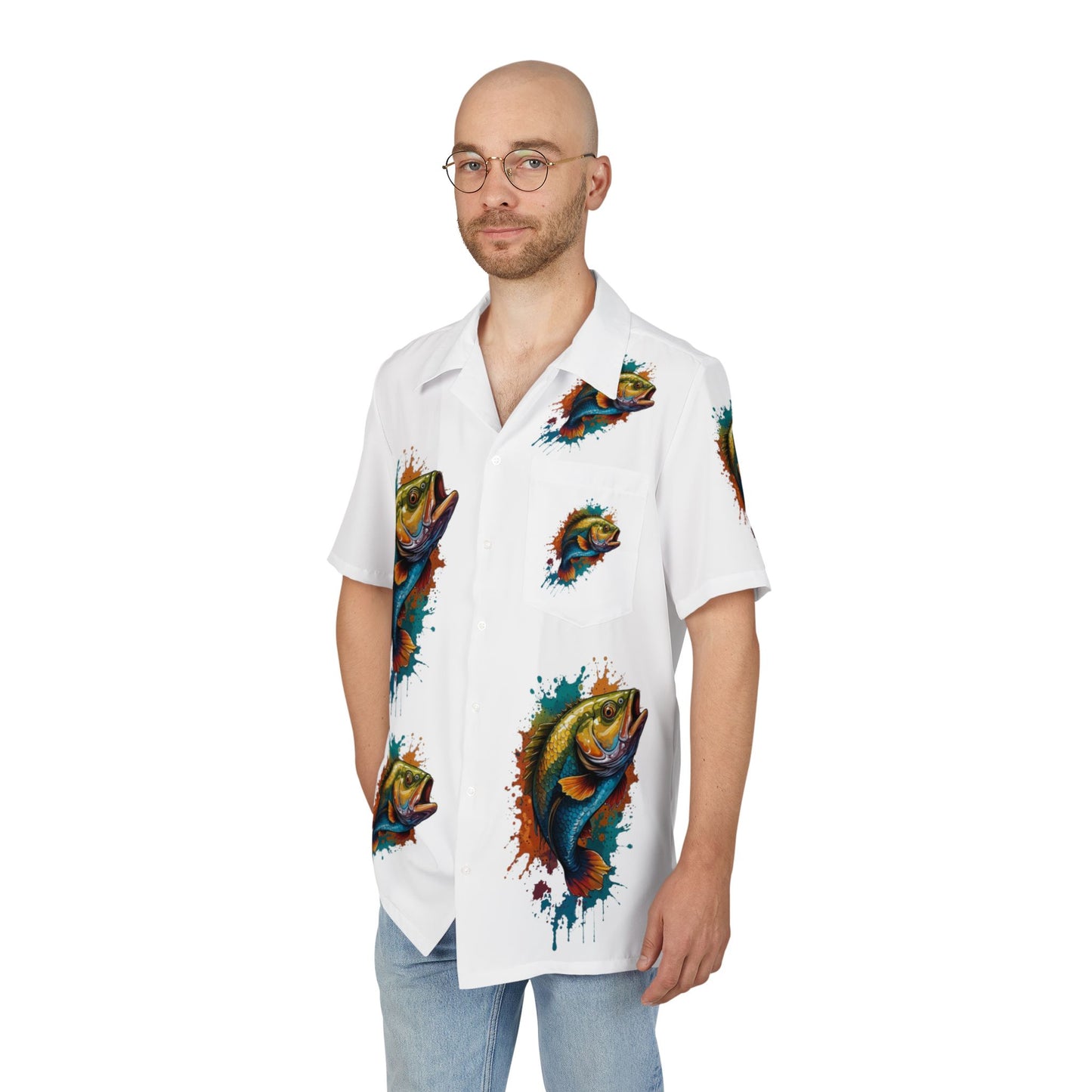 Button-Down Shirt with Jumping Bass Design