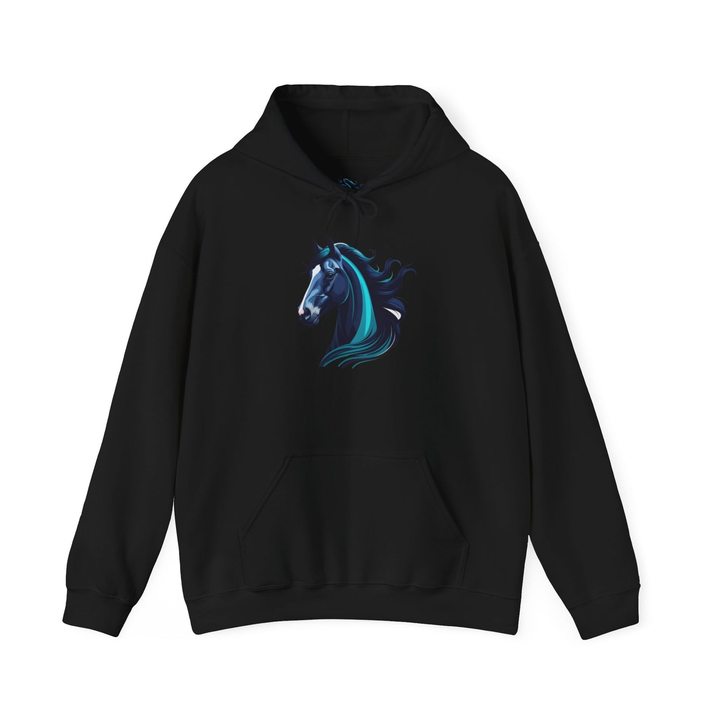 Blue Horse Hooded Sweatshirt, Unisex Heavy Blend Hoodie