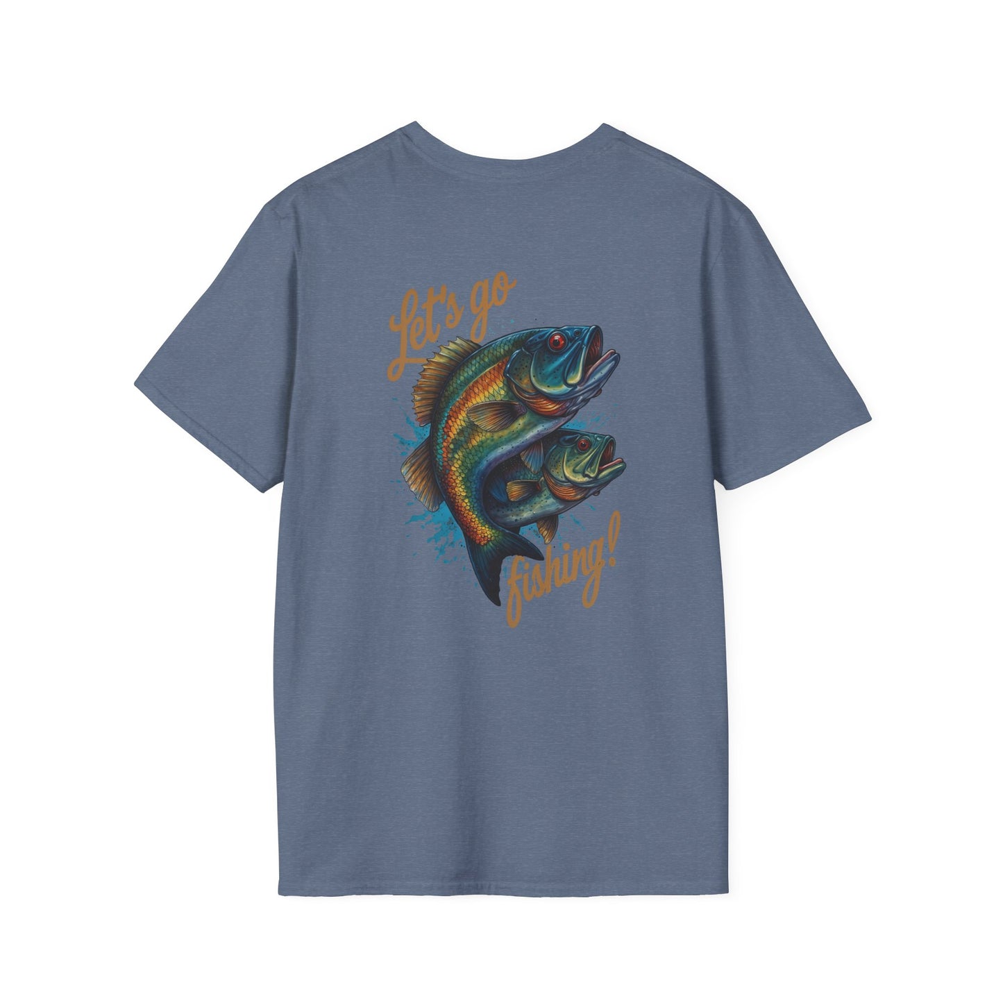 Fishing Unisex T-Shirt with 2 Bass Jumping - Let's Go Fishing Design
