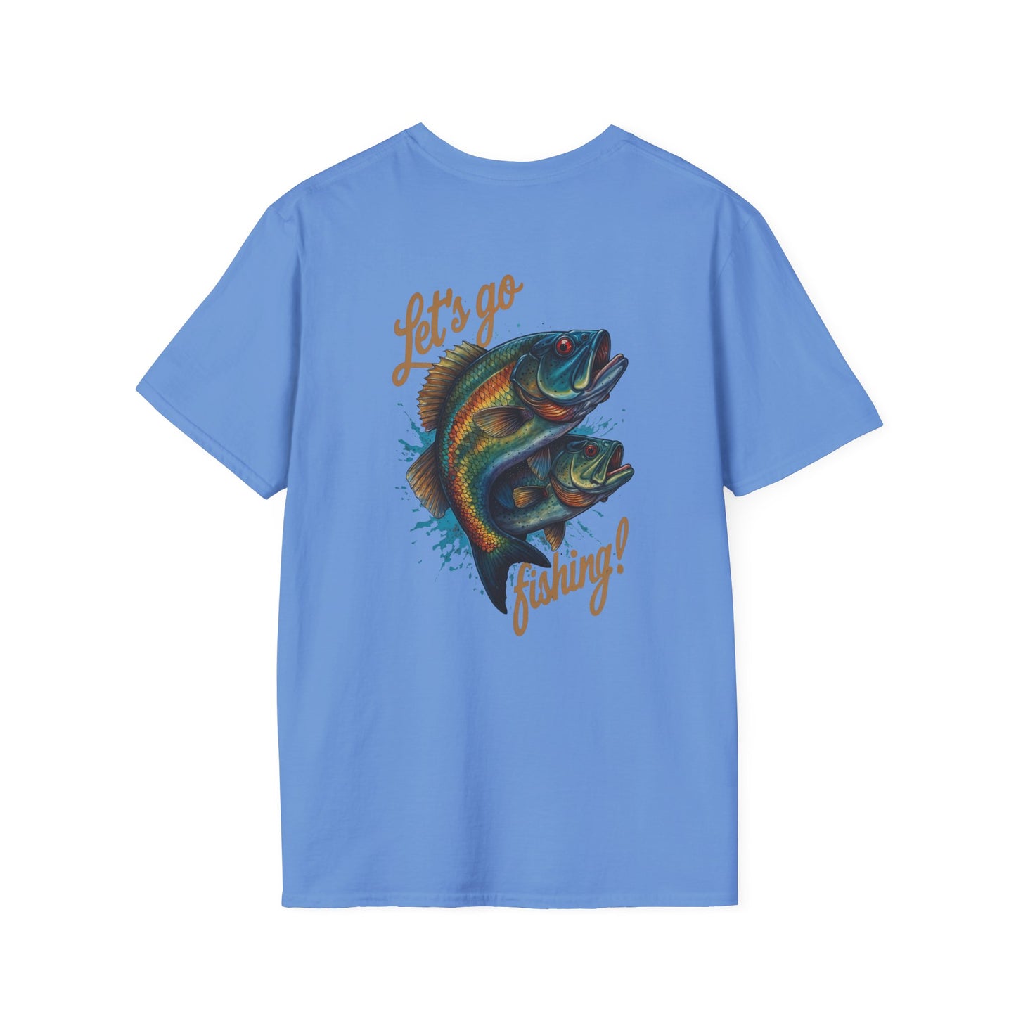 Fishing Unisex T-Shirt with 2 Bass Jumping - Let's Go Fishing Design
