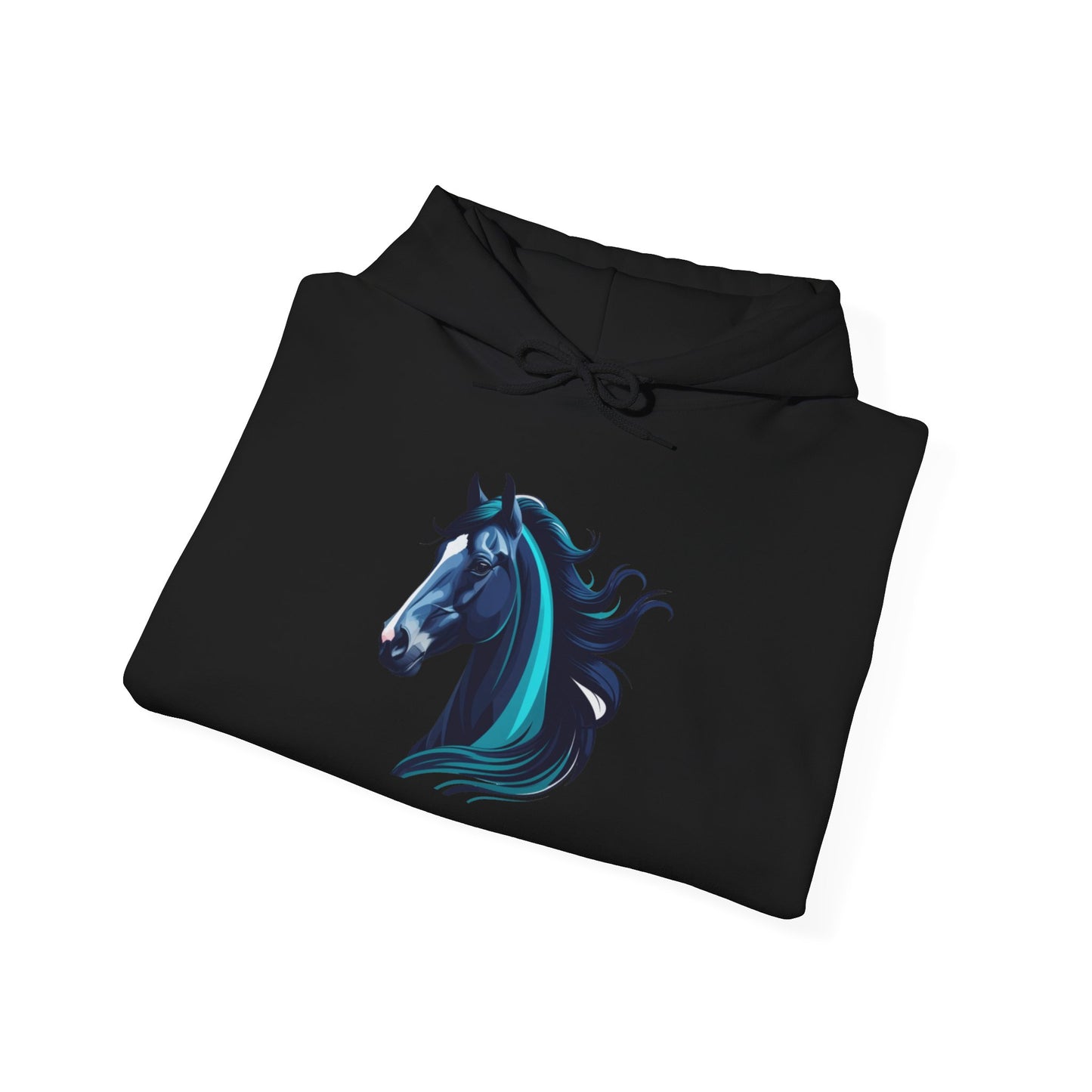 Blue Horse Hooded Sweatshirt, Unisex Heavy Blend Hoodie