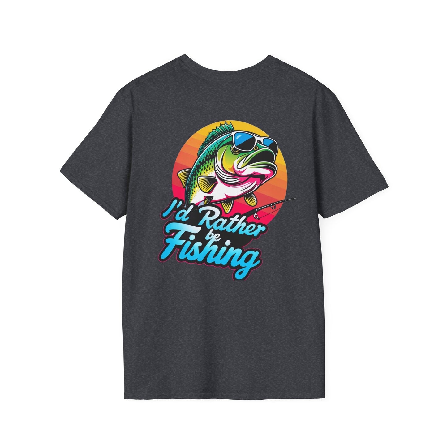 T-Shirt " Id Rather Be Fishing", Funny fishing shirt with Bass, father's day gift, great for fishermen