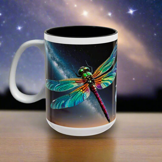 Mug - Beautiful dragonfly with  Accent Coffee Mug (15oz)