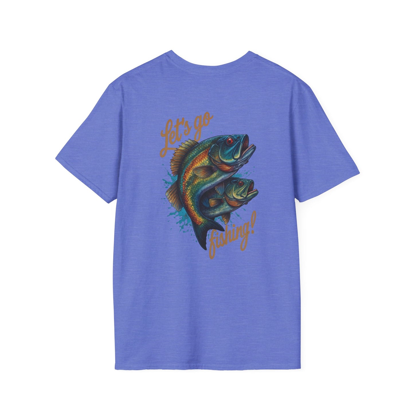 Fishing Unisex T-Shirt with 2 Bass Jumping - Let's Go Fishing Design