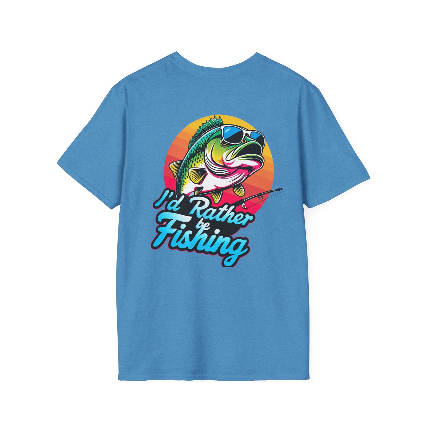 T-Shirt " Id Rather Be Fishing", Funny fishing shirt with Bass, father's day gift, great for fishermen