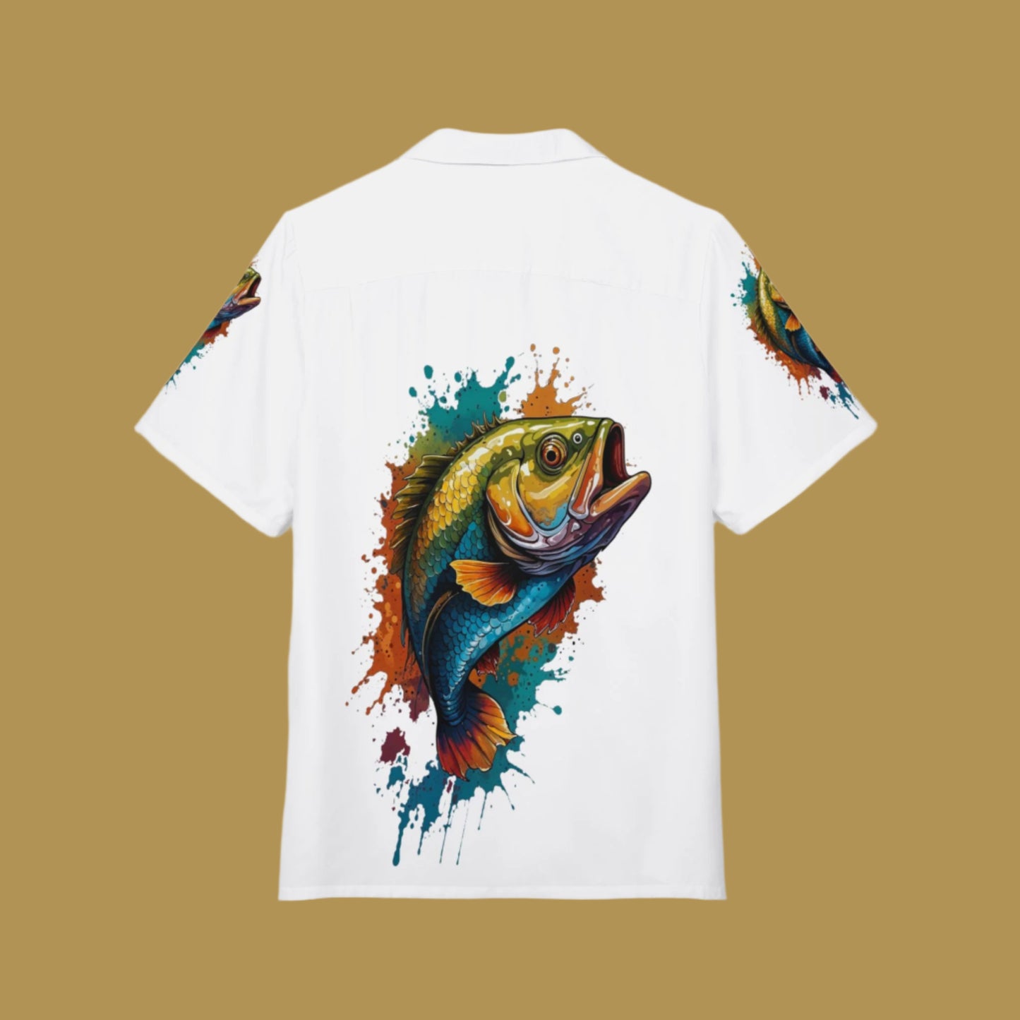 Button-Down Shirt with Jumping Bass Design