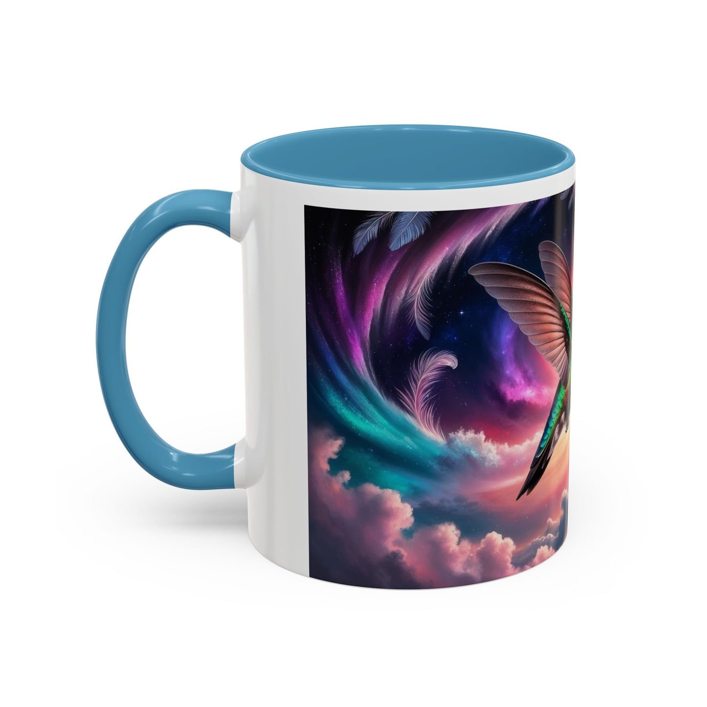 Mug - Beautiful Hummingbird with Swirling Colors Accent Coffee Mug (11, 15oz)