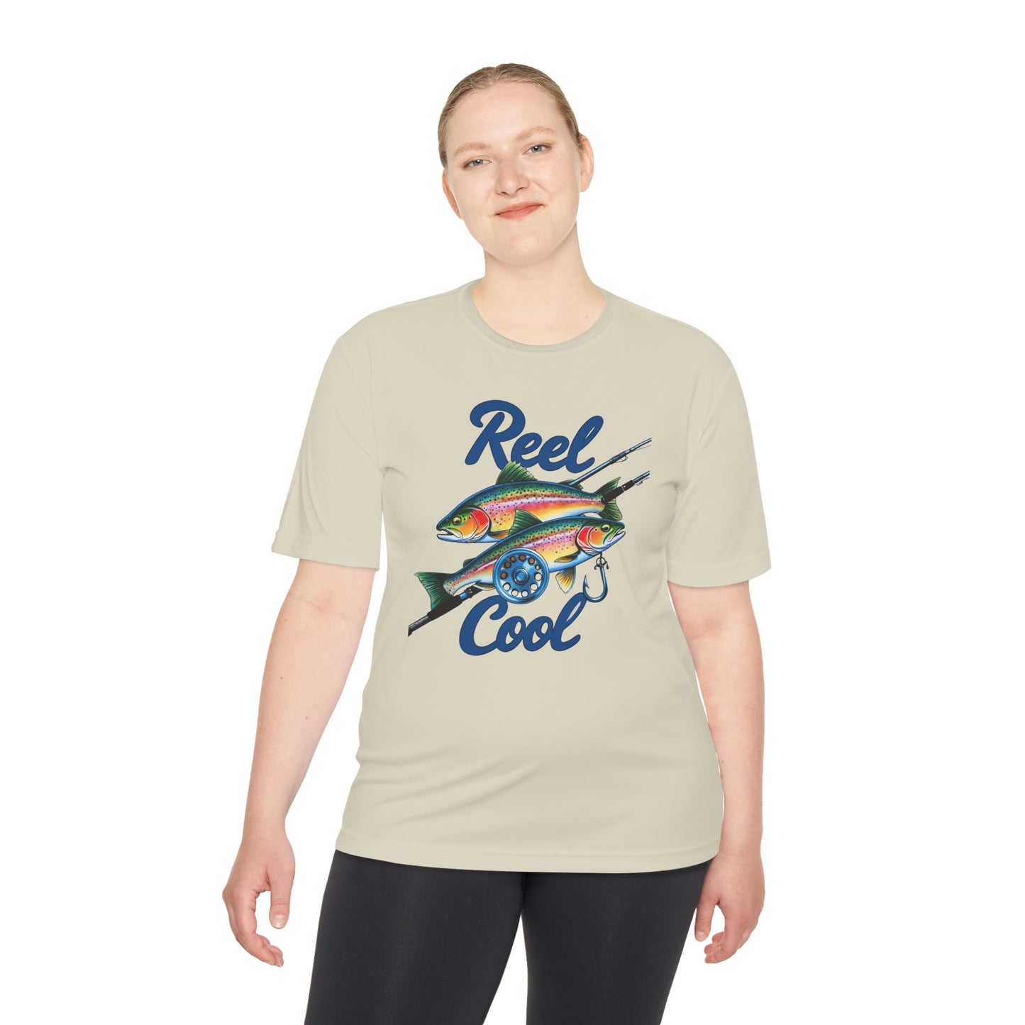 A REEL COOL Fishing Shirt on Unisex Moisture Wicking Tee