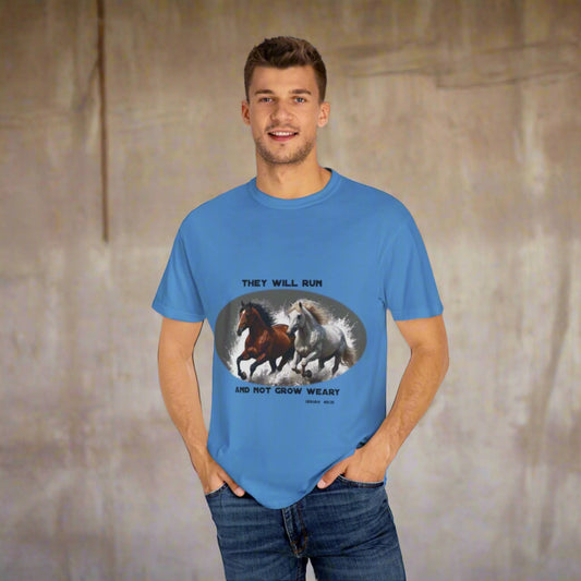 2 Running Horses T-shirt with Inspirational Quote