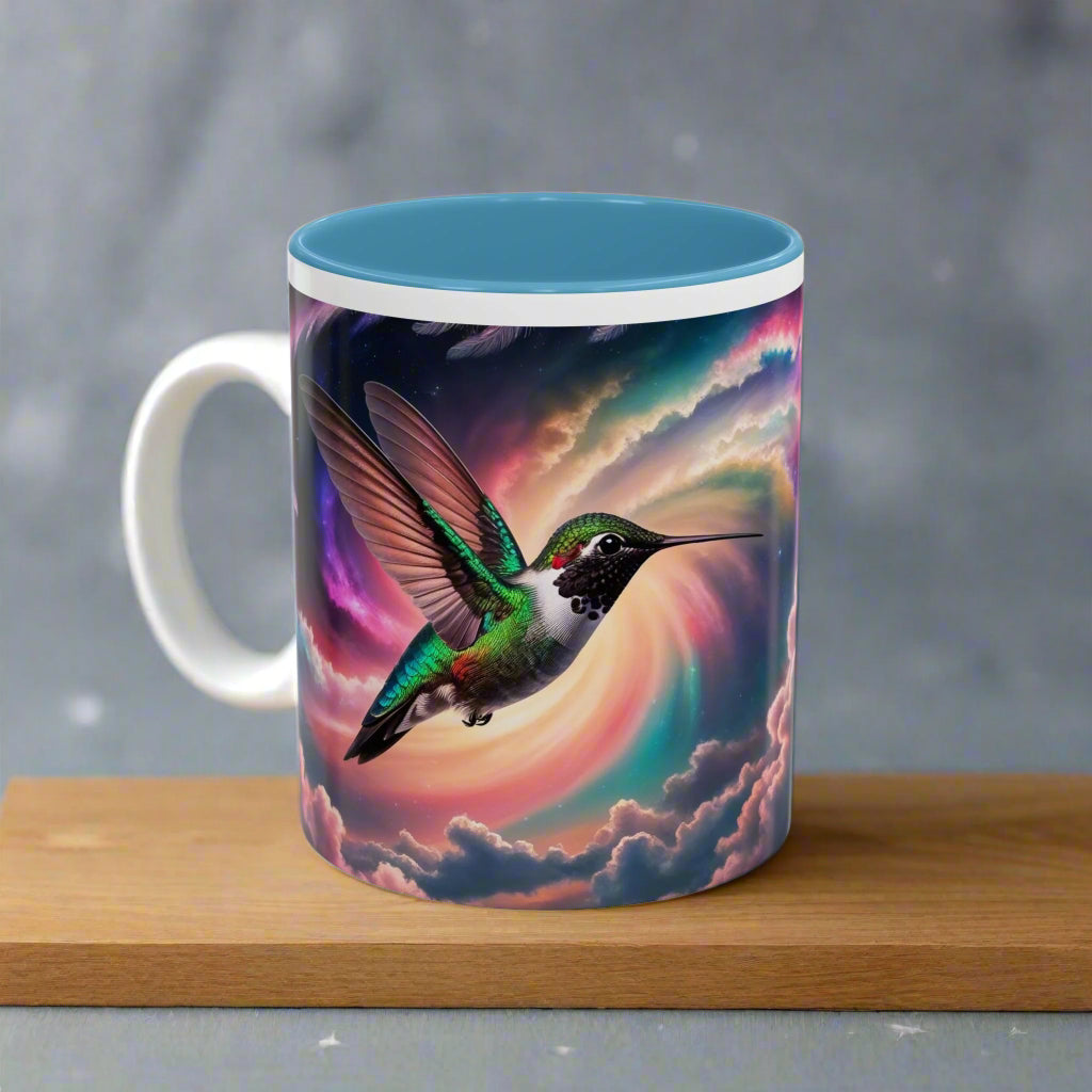 Mug - Beautiful Hummingbird with Swirling Colors Accent Coffee Mug (11, 15oz)