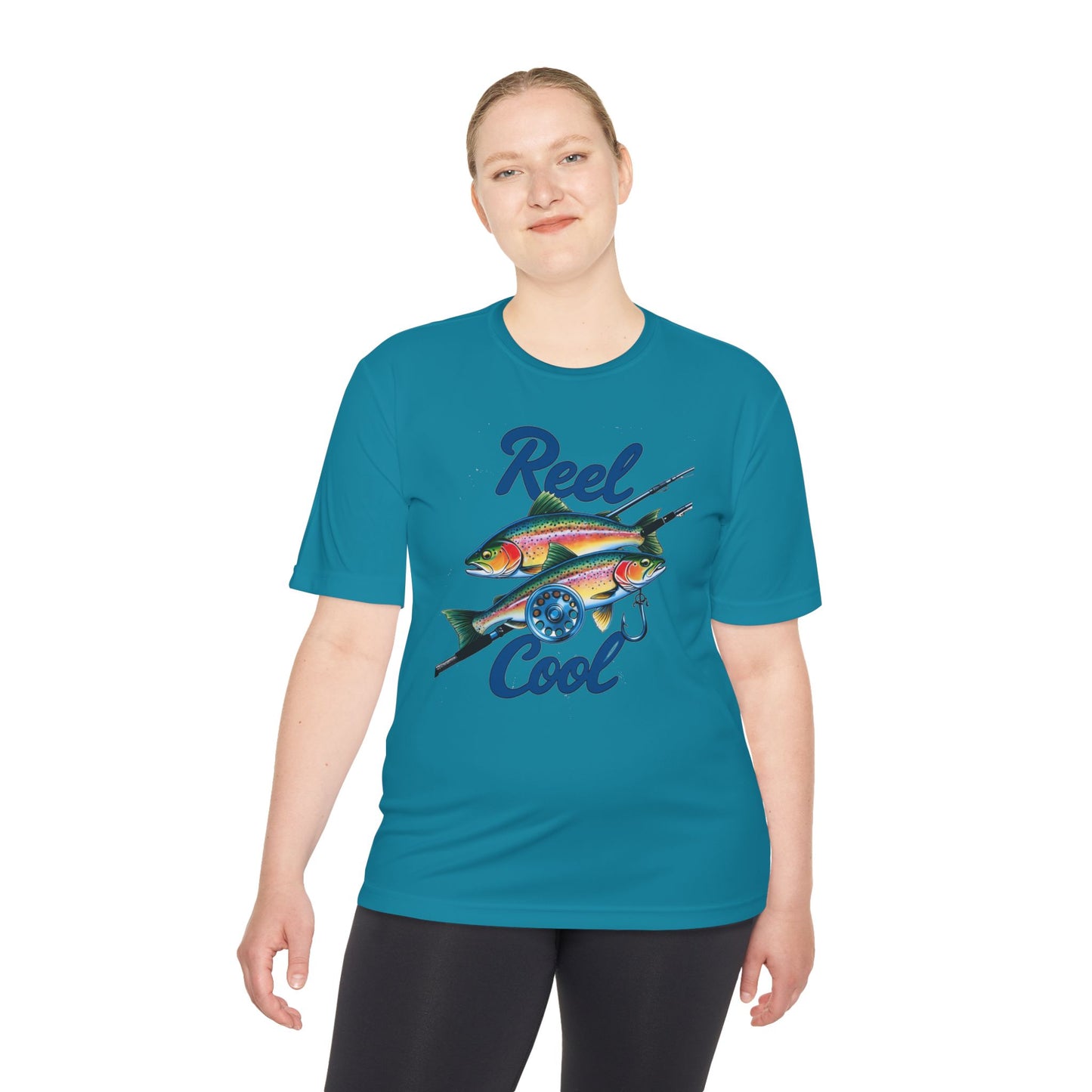 A REEL COOL Fishing Shirt on Unisex Moisture Wicking Tee