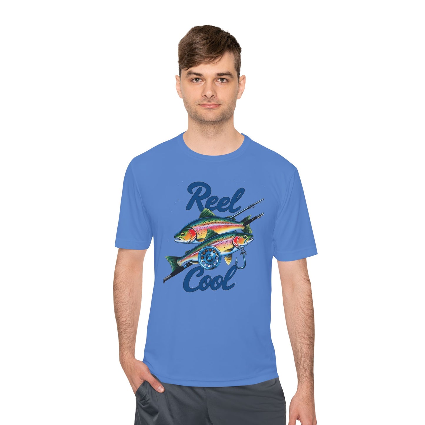 A REEL COOL Fishing Shirt on Unisex Moisture Wicking Tee