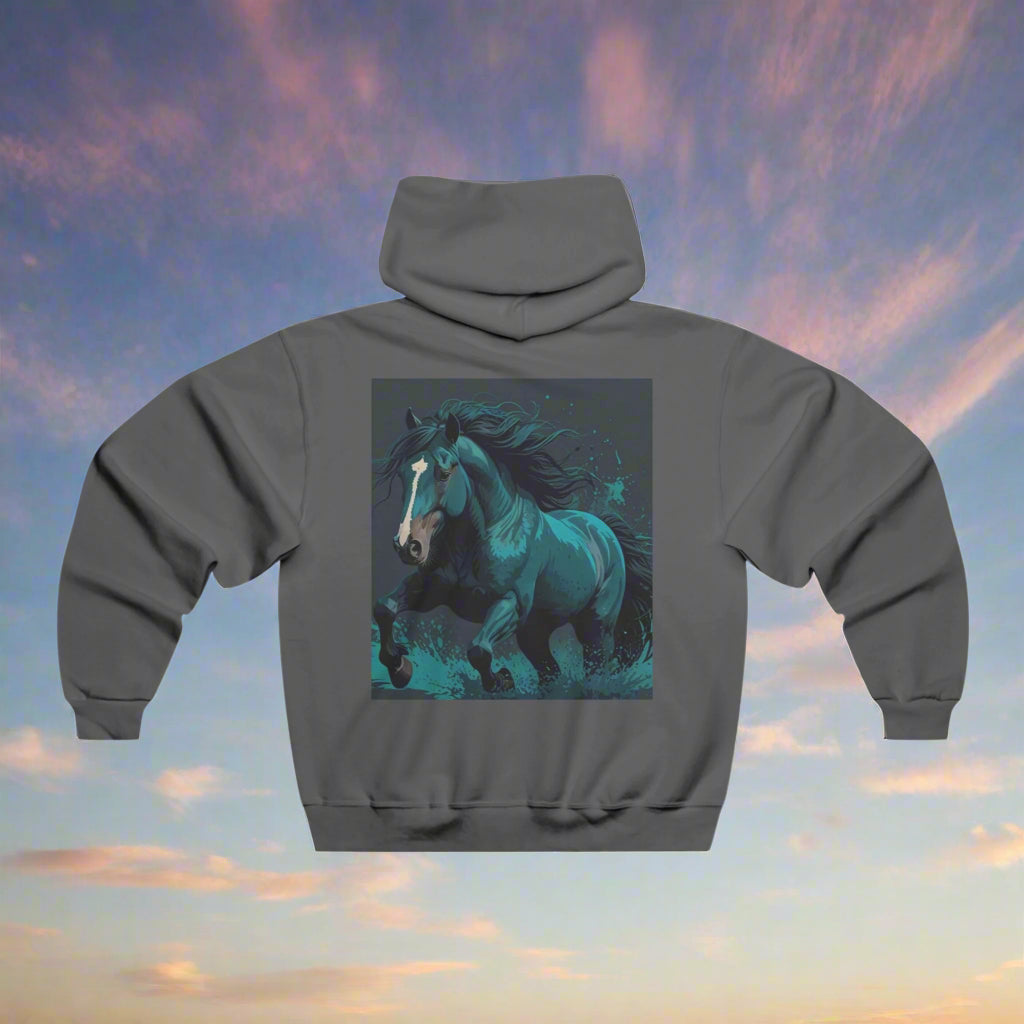 Hooded Sweatshirt Dark Blue Horse Running