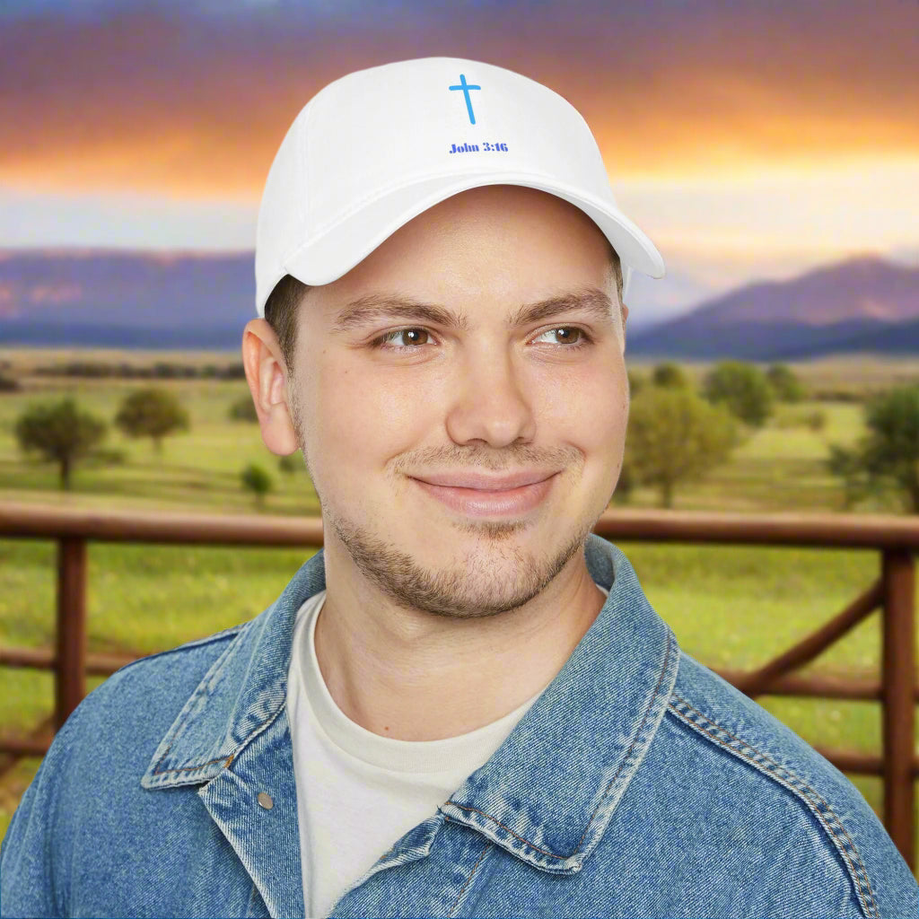 Cap with Cross and 'John 3:16'