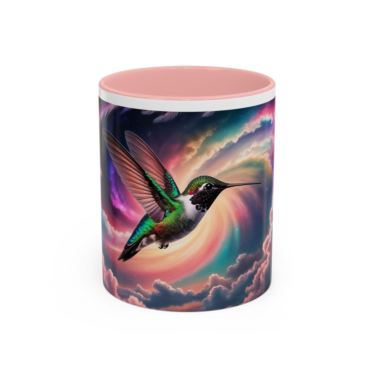 Mug - Beautiful Hummingbird with Swirling Colors Accent Coffee Mug (11, 15oz)