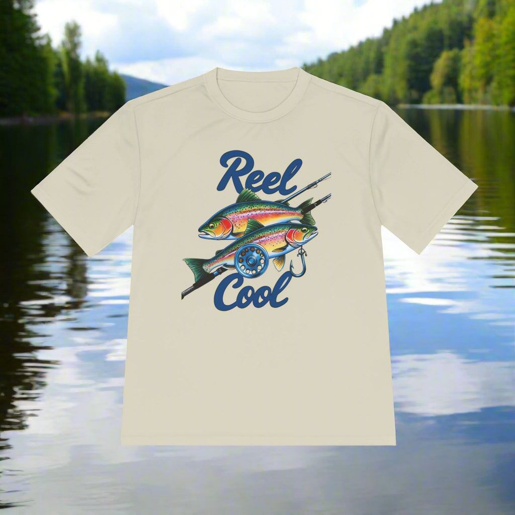 A REEL COOL Fishing Shirt on Unisex Moisture Wicking Tee