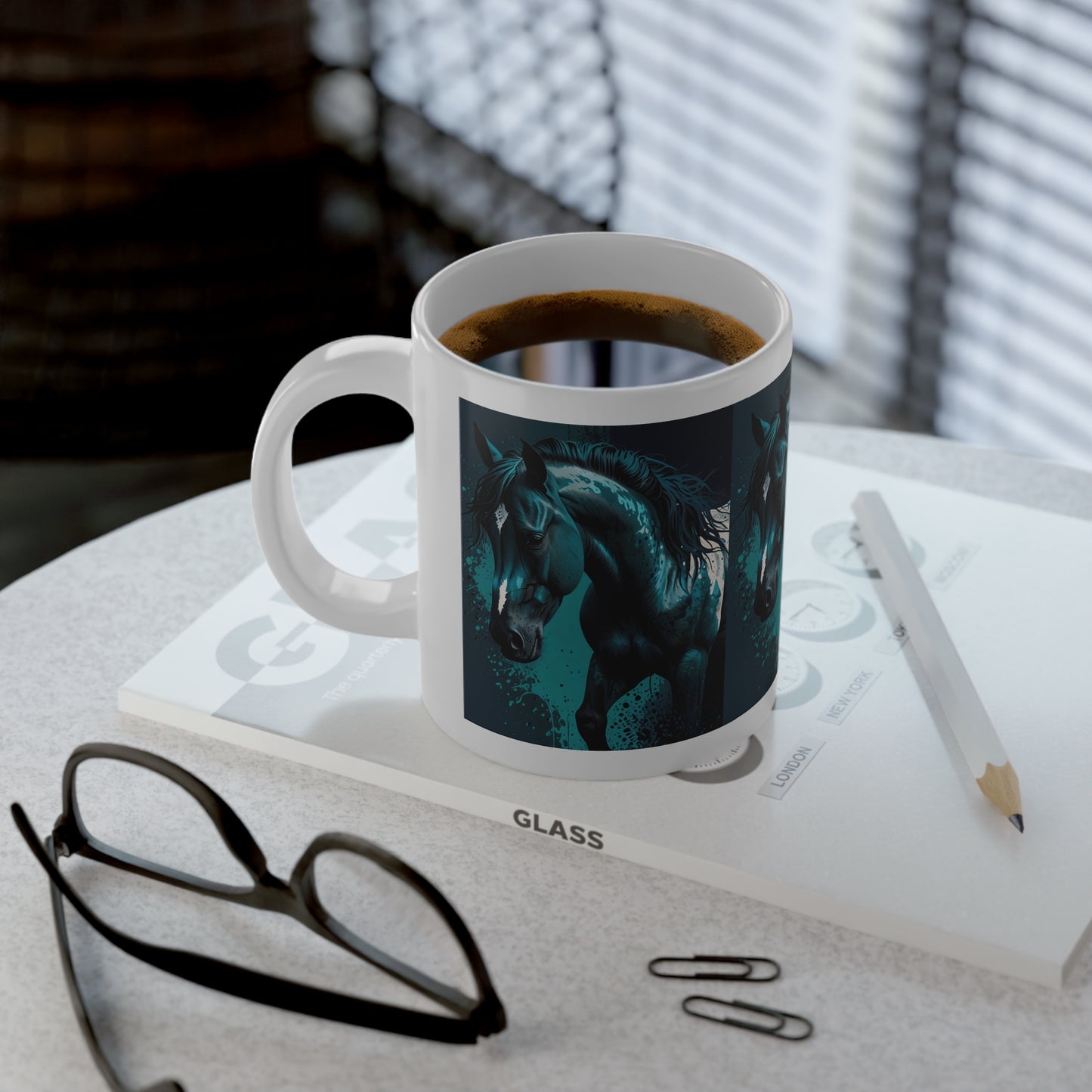 Realistic horse with blue tint in the darkness