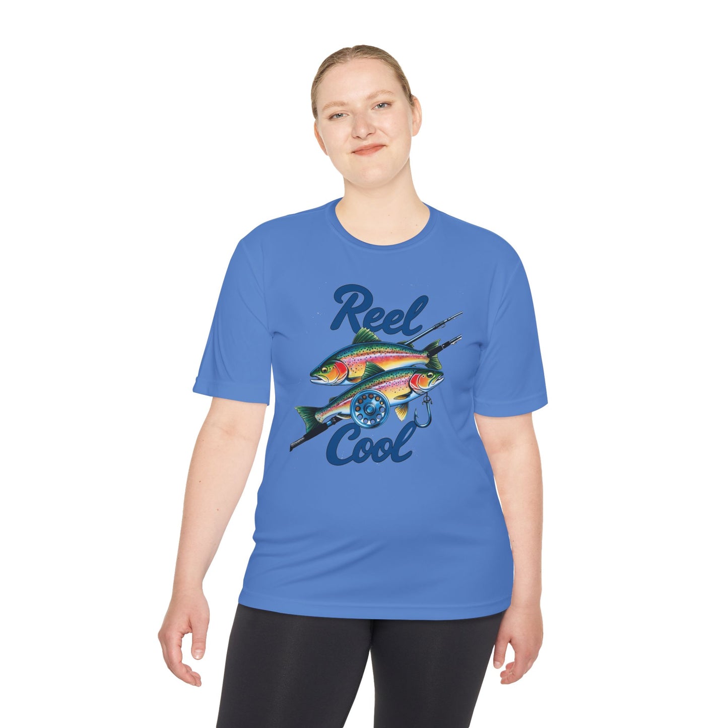 A REEL COOL Fishing Shirt on Unisex Moisture Wicking Tee
