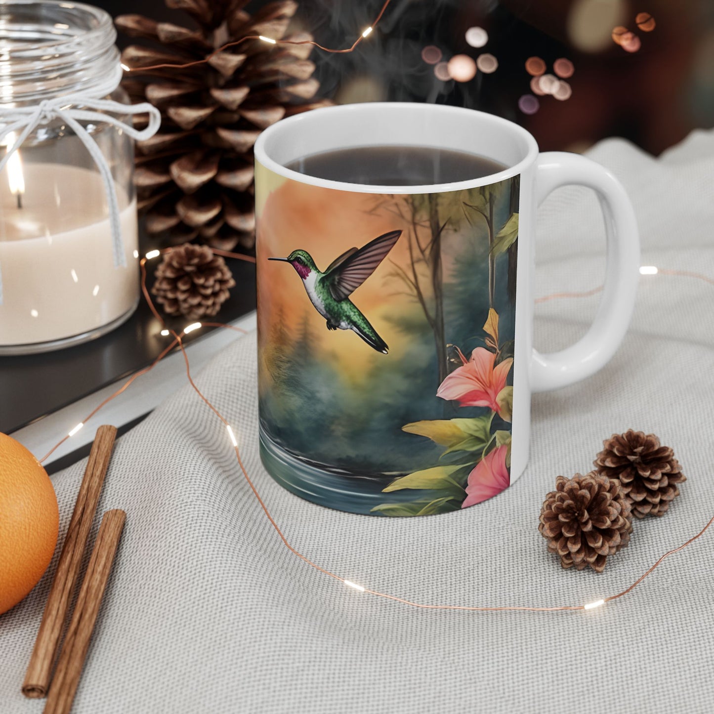 Hummingbird design with Waterfall