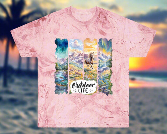 "Outdoor Life" Design Color Blast TEE Shirt