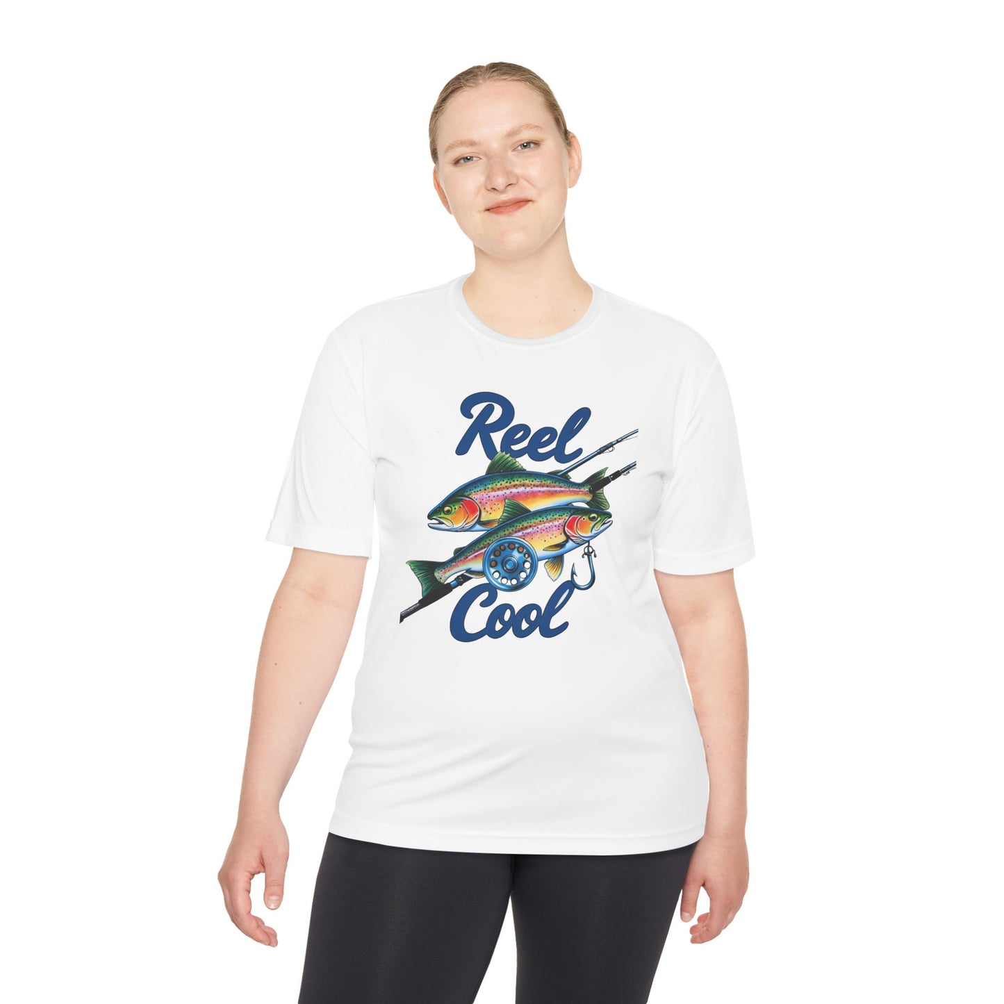 A REEL COOL Fishing Shirt on Unisex Moisture Wicking Tee