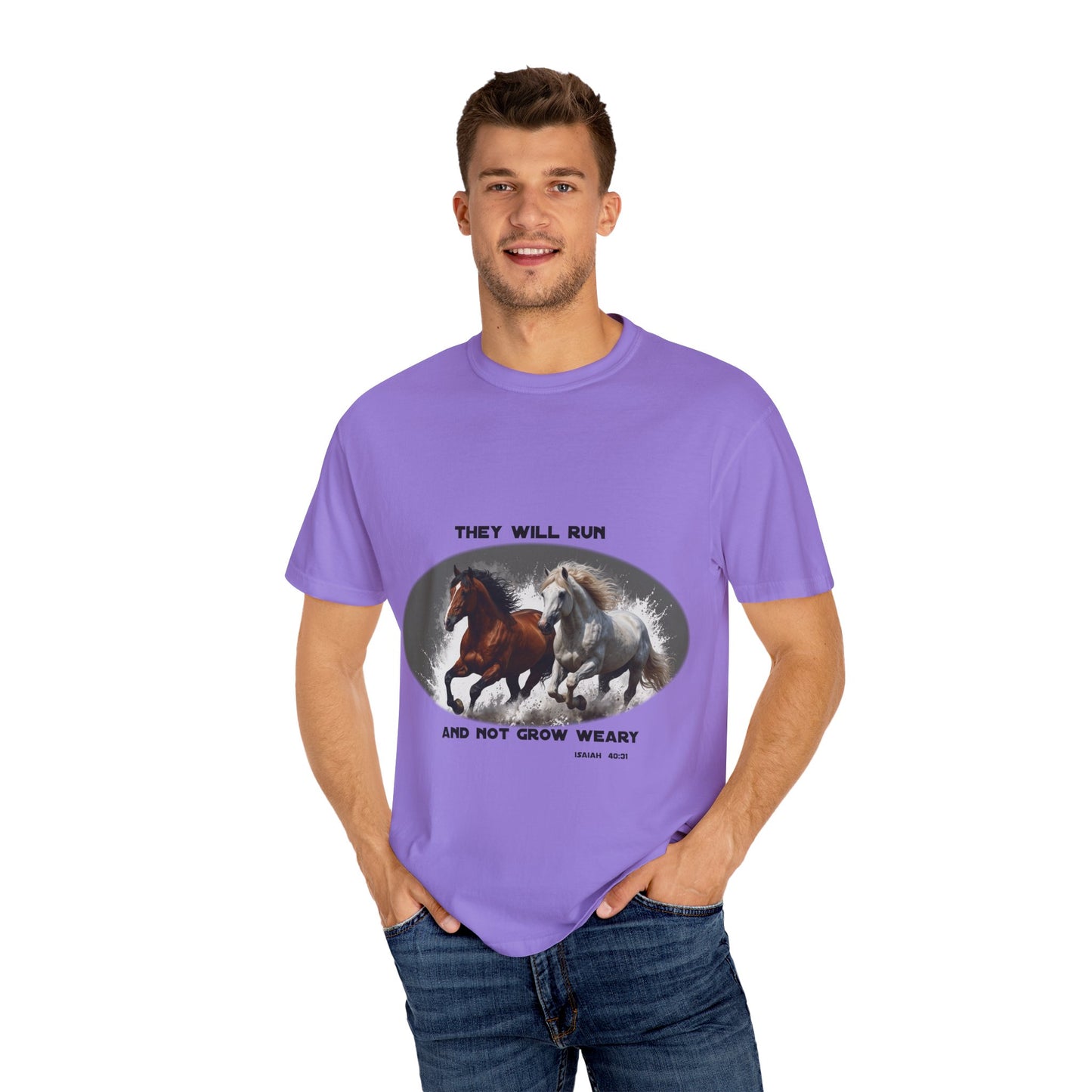 2 Running Horses T-shirt with Inspirational Quote
