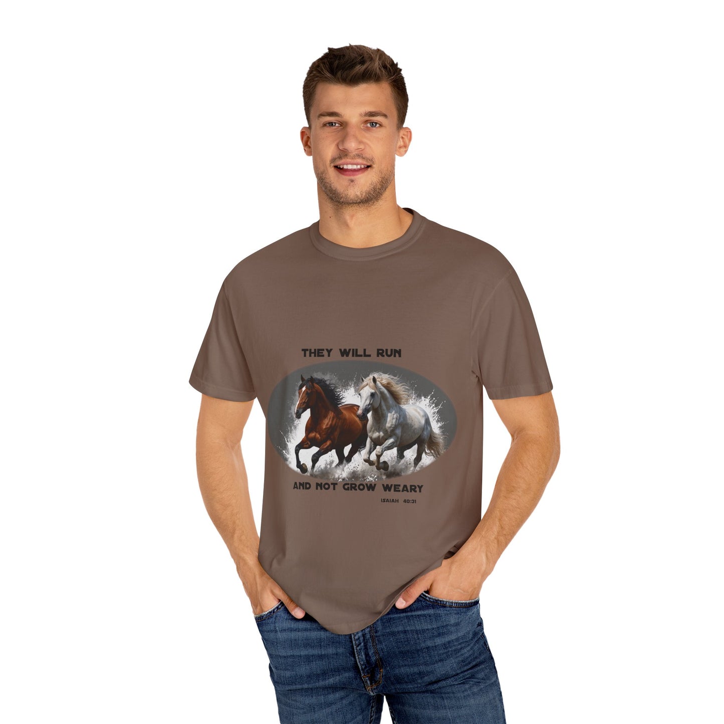 2 Running Horses T-shirt with Inspirational Quote