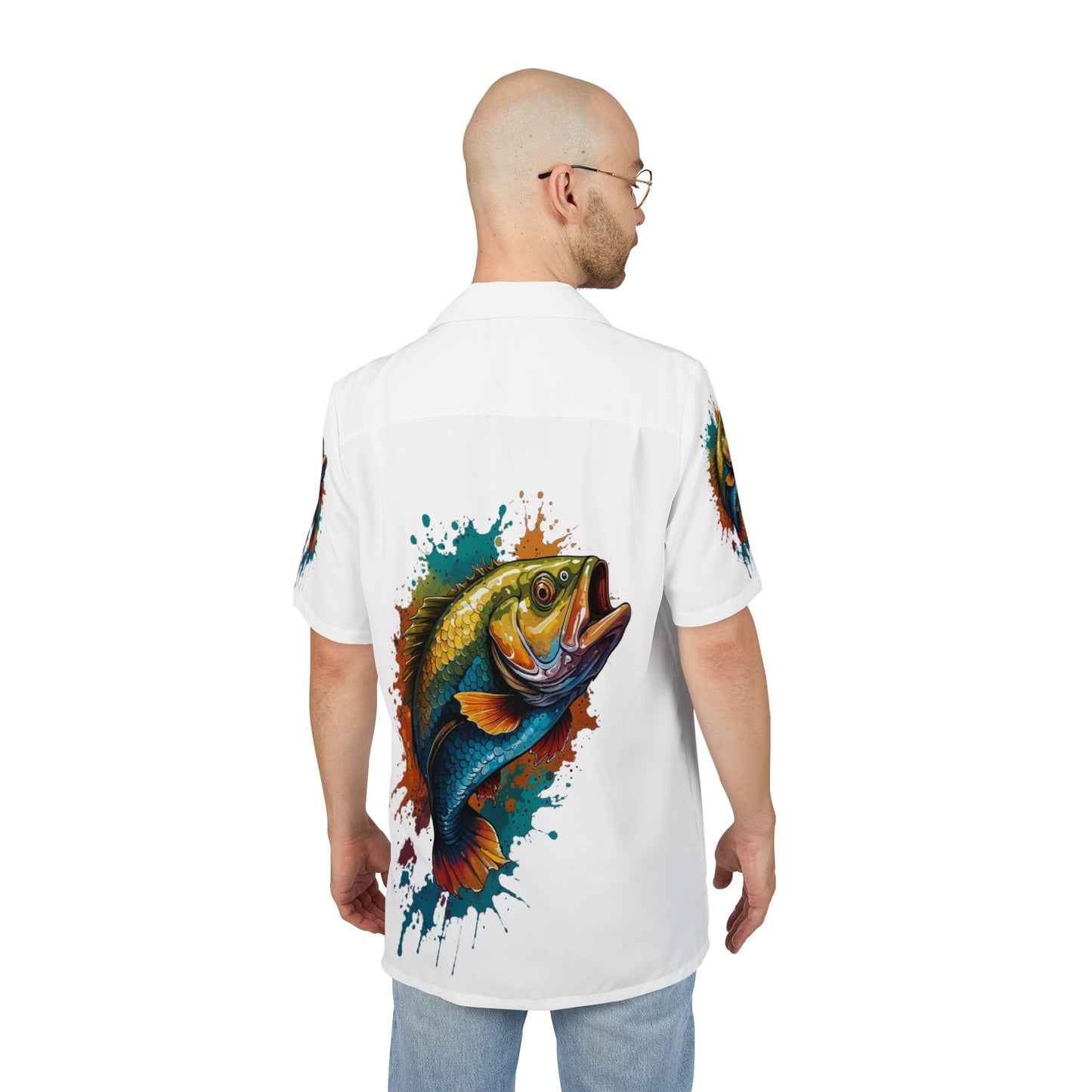 Button-Down Shirt with Jumping Bass Design