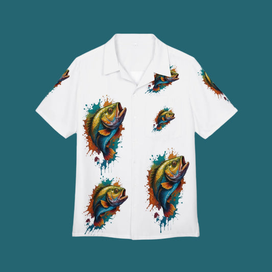 Button-Down Shirt with Jumping Bass Design