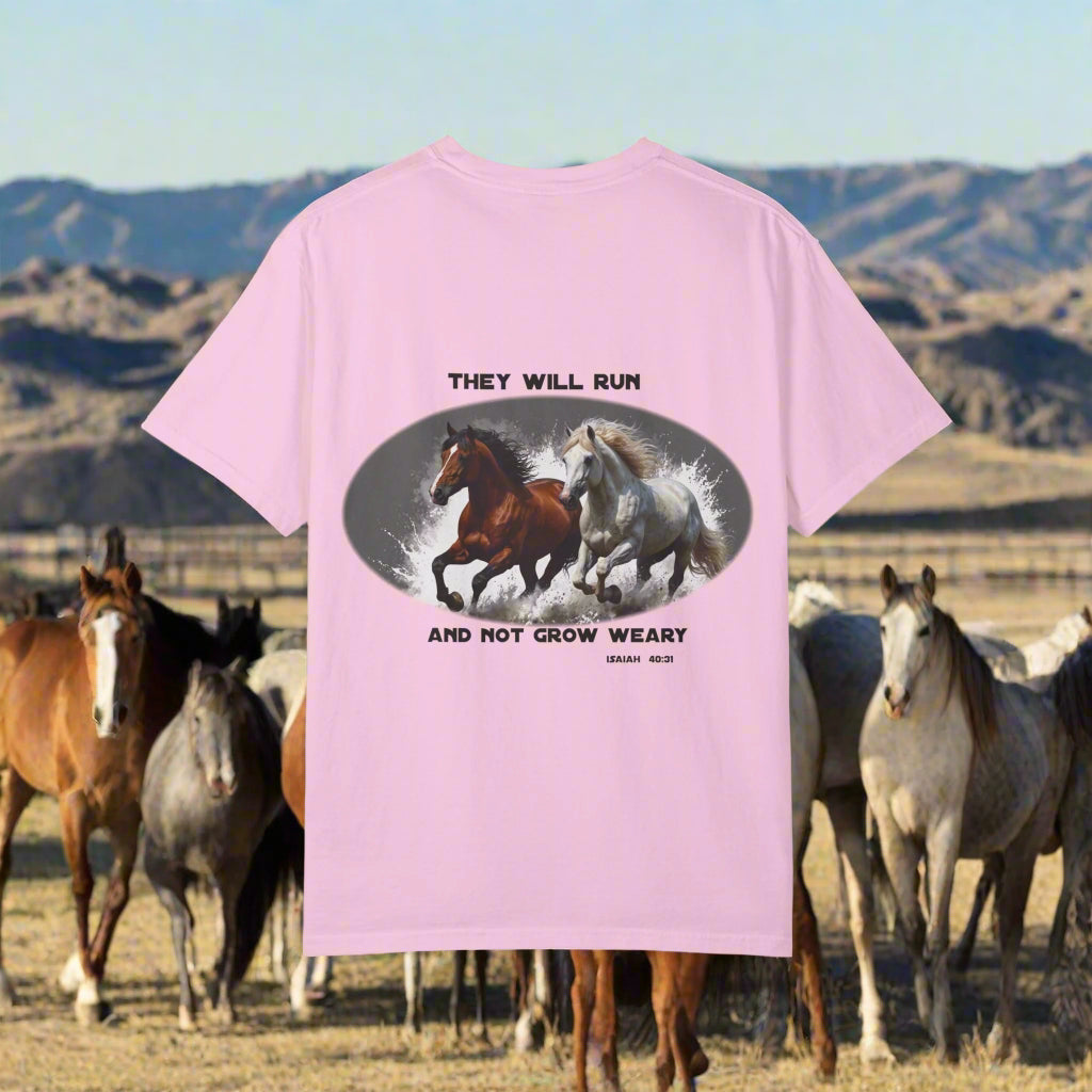 2 Running Horses T-shirt with Inspirational Quote