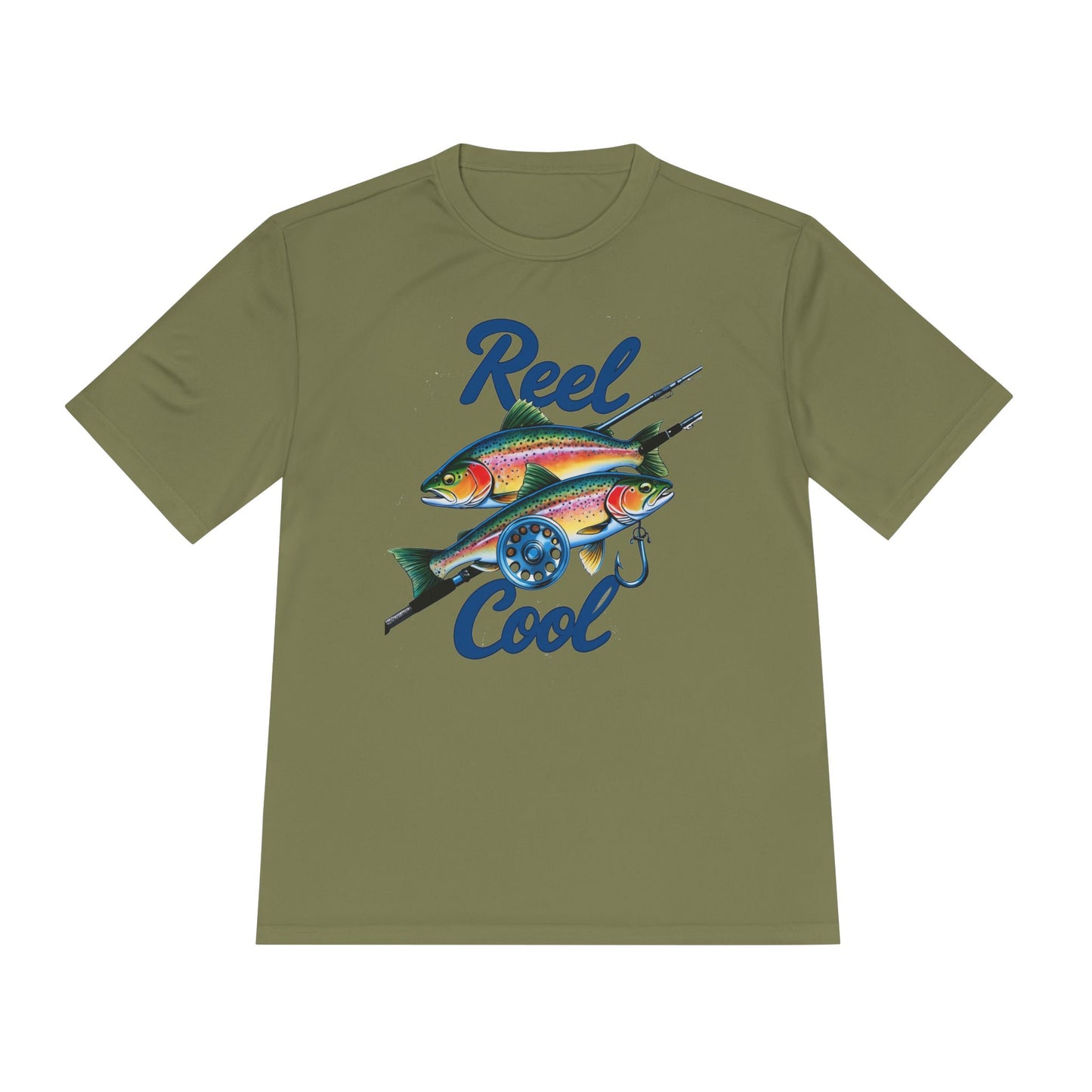 A REEL COOL Fishing Shirt on Unisex Moisture Wicking Tee