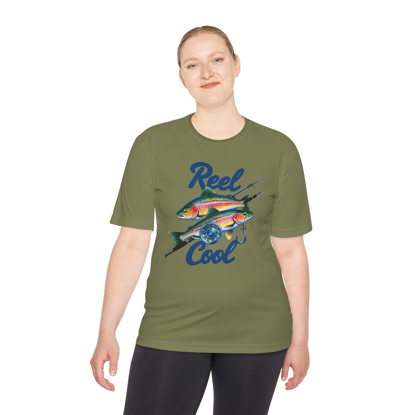 A REEL COOL Fishing Shirt on Unisex Moisture Wicking Tee