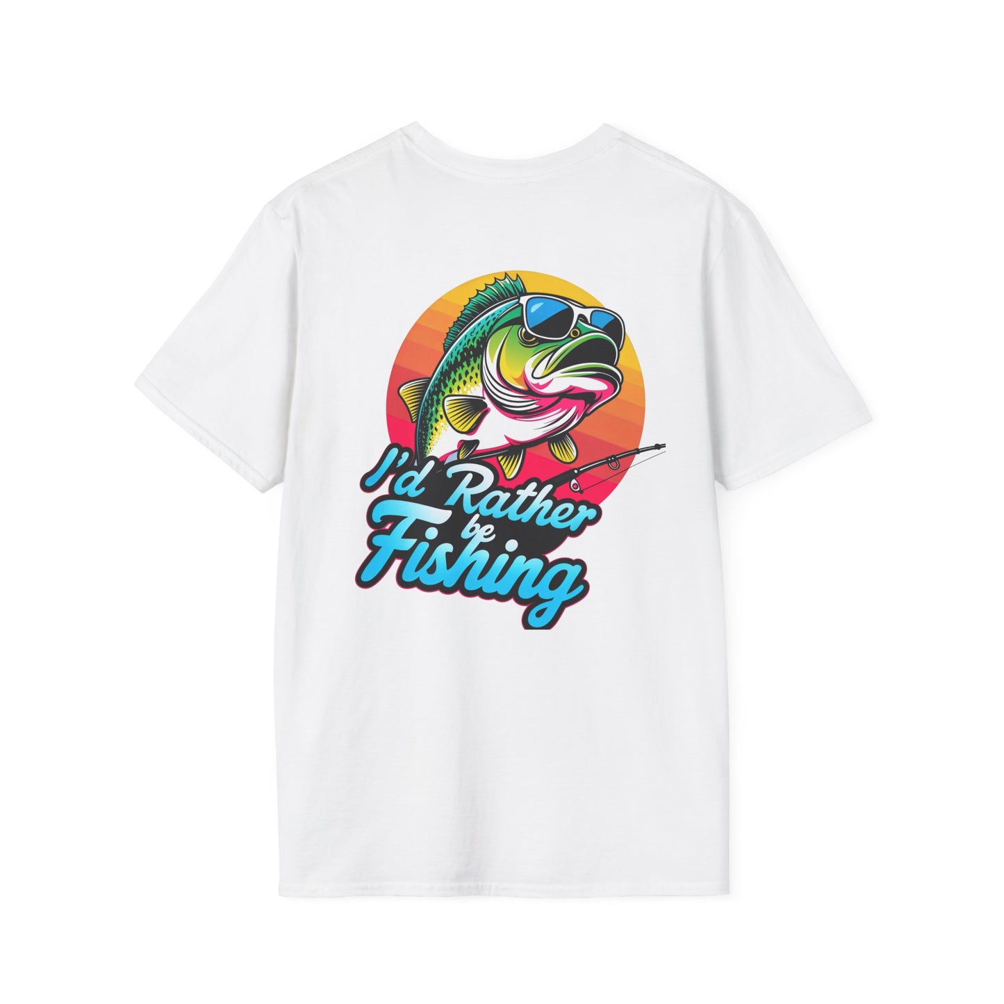 T-Shirt " Id Rather Be Fishing", Funny fishing shirt with Bass, father's day gift, great for fishermen
