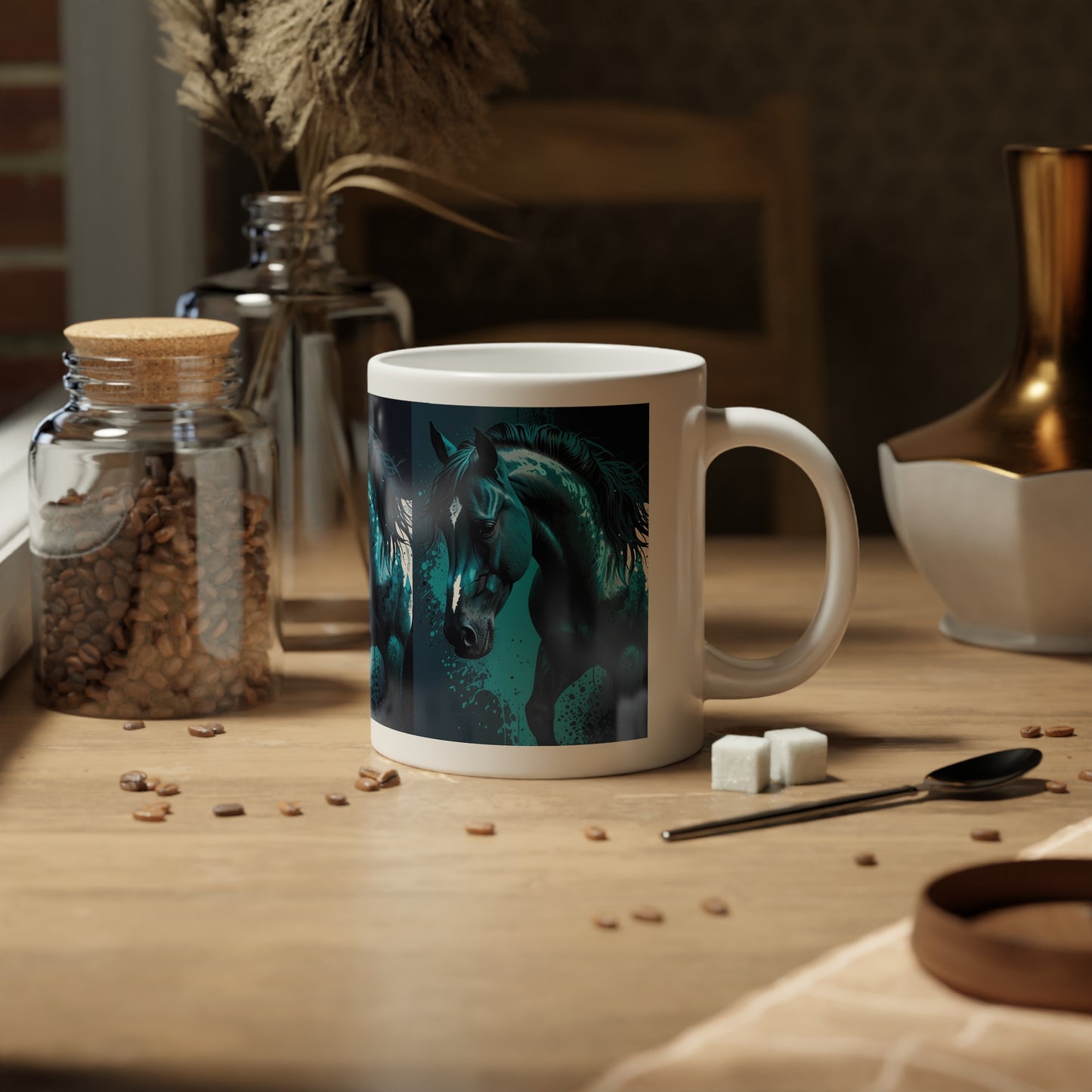 Realistic horse with blue tint in the darkness