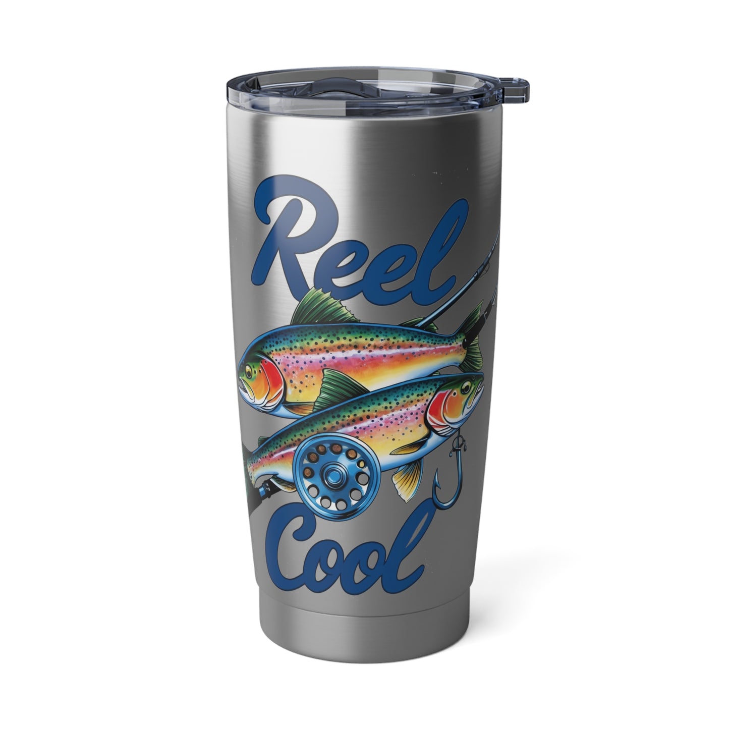 Funny Fishing Tumbler saying "REEL COOL" gift for Dad, husband or Grandfather,  Great gift for fishermen