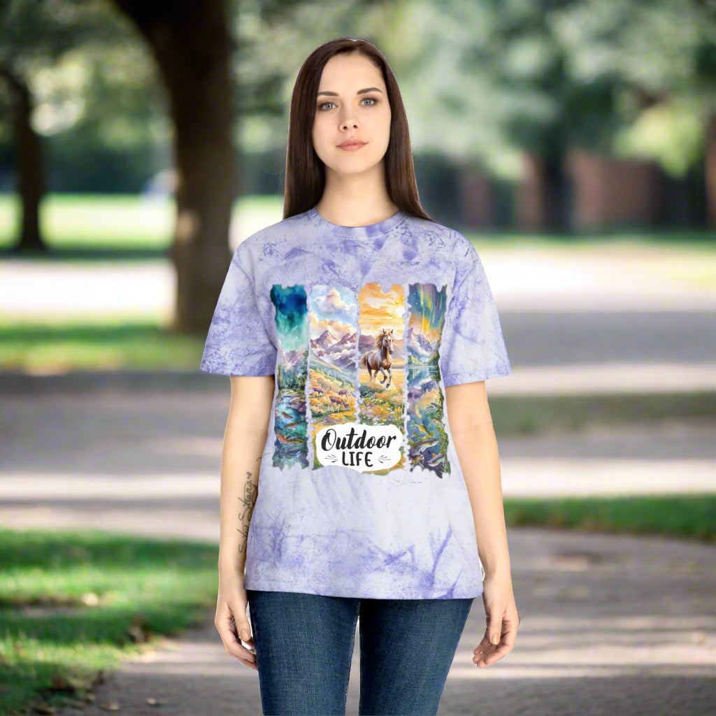 "Outdoor Life" Design Color Blast TEE Shirt