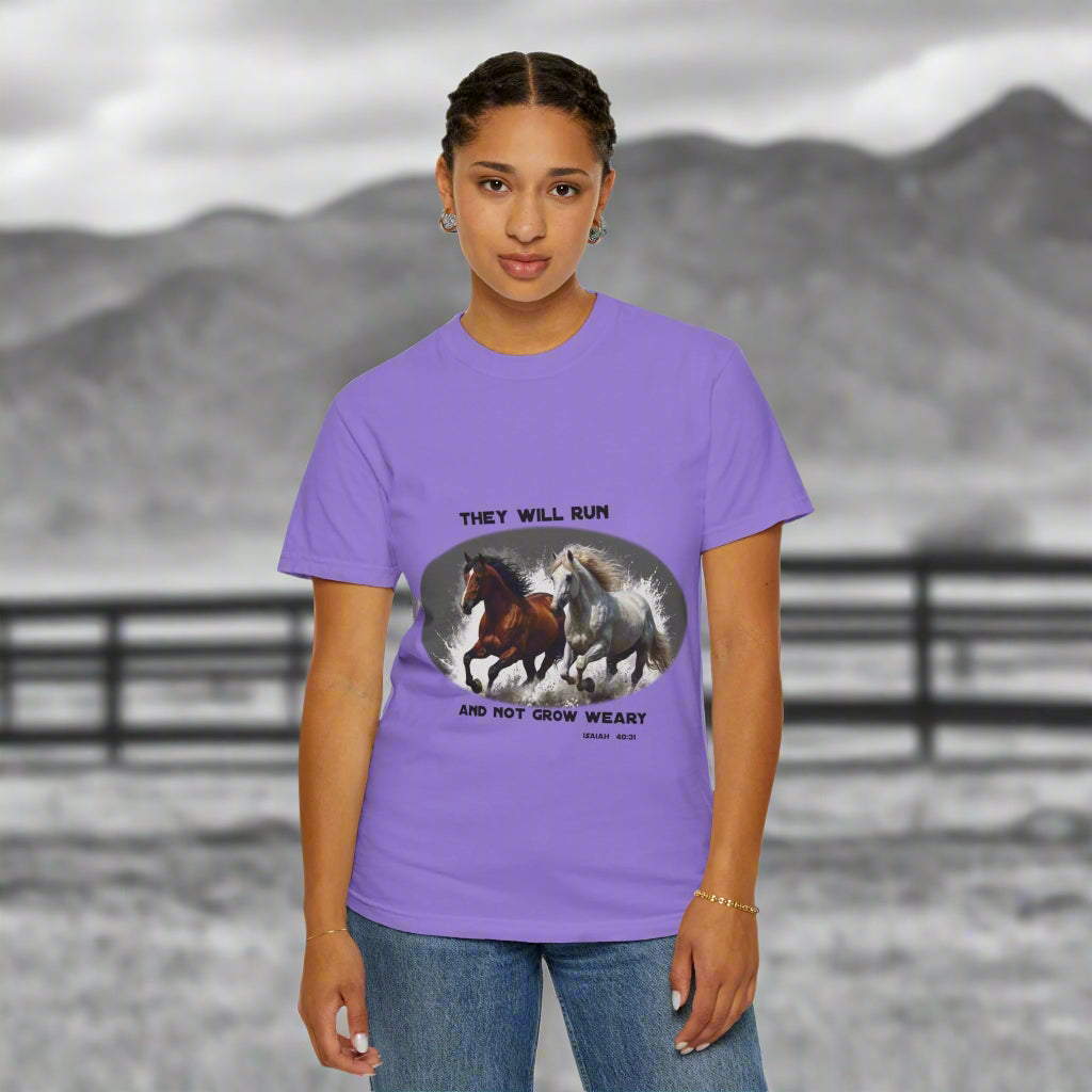 2 Running Horses T-shirt with Inspirational Quote