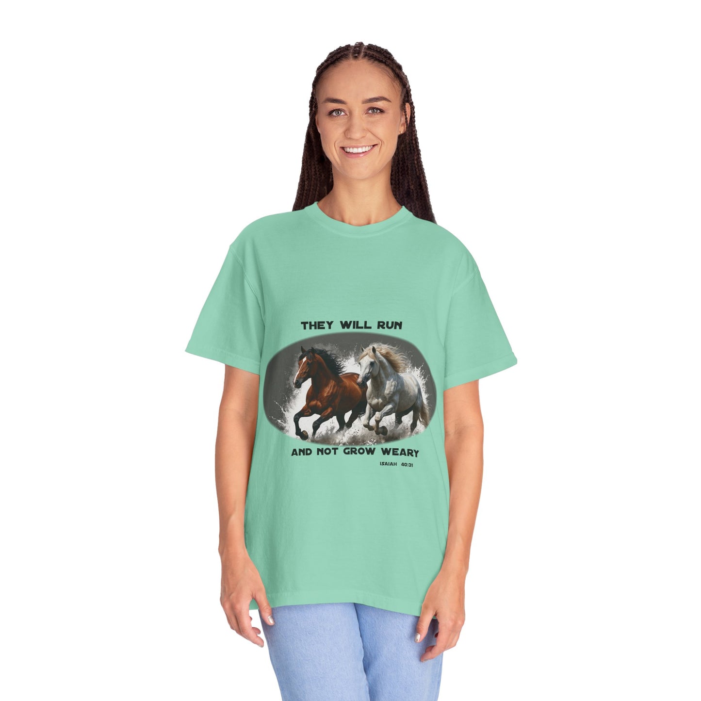 2 Running Horses T-shirt with Inspirational Quote