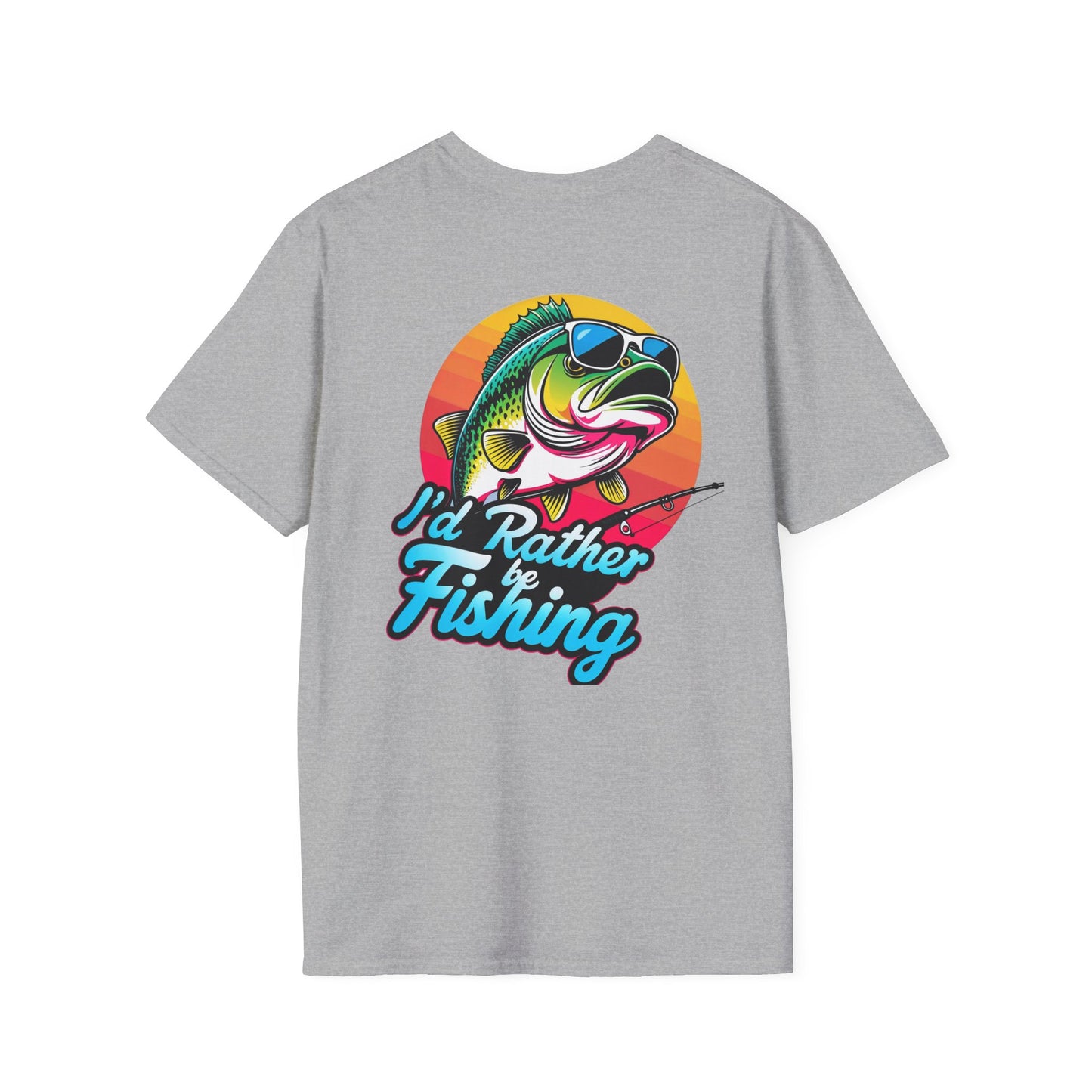 T-Shirt " Id Rather Be Fishing", Funny fishing shirt with Bass, father's day gift, great for fishermen