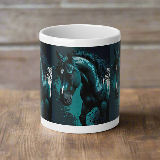 Realistic horse with blue tint in the darkness