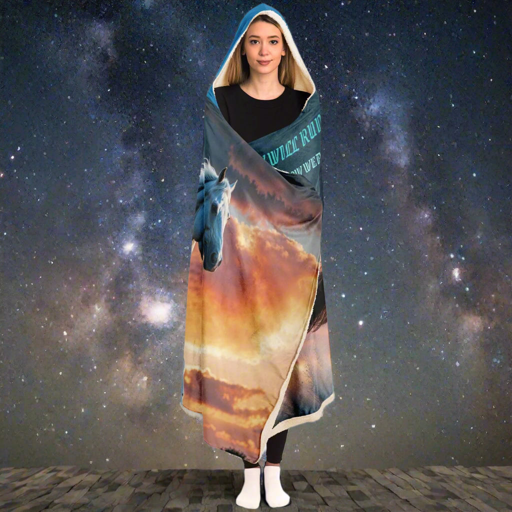 A Hooded Blanket With "They Will Run and not Grow Weary"